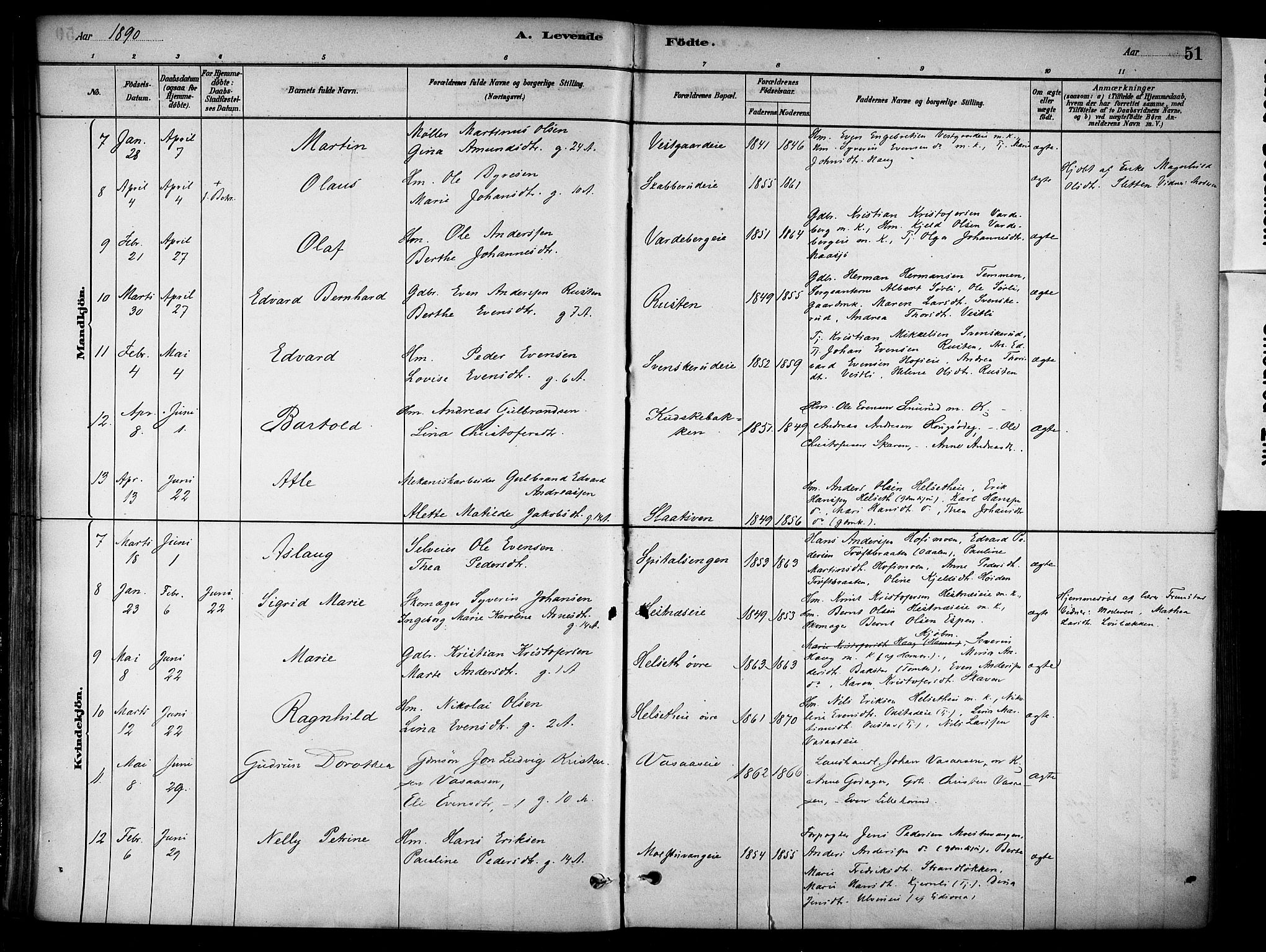 Stange prestekontor, AV/SAH-PREST-002/K/L0018: Parish register (official) no. 18, 1880-1896, p. 51