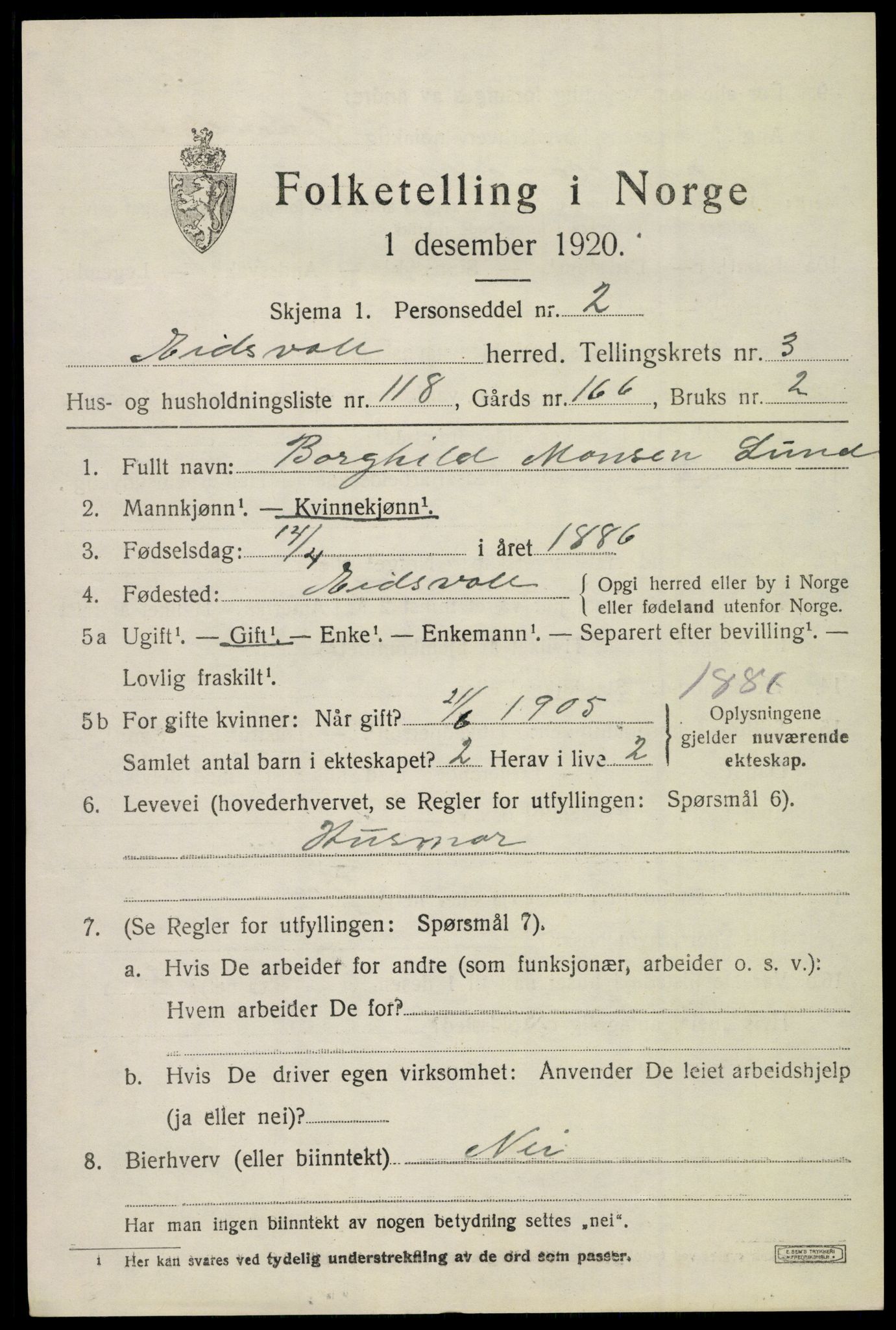 SAO, 1920 census for Eidsvoll, 1920, p. 9055