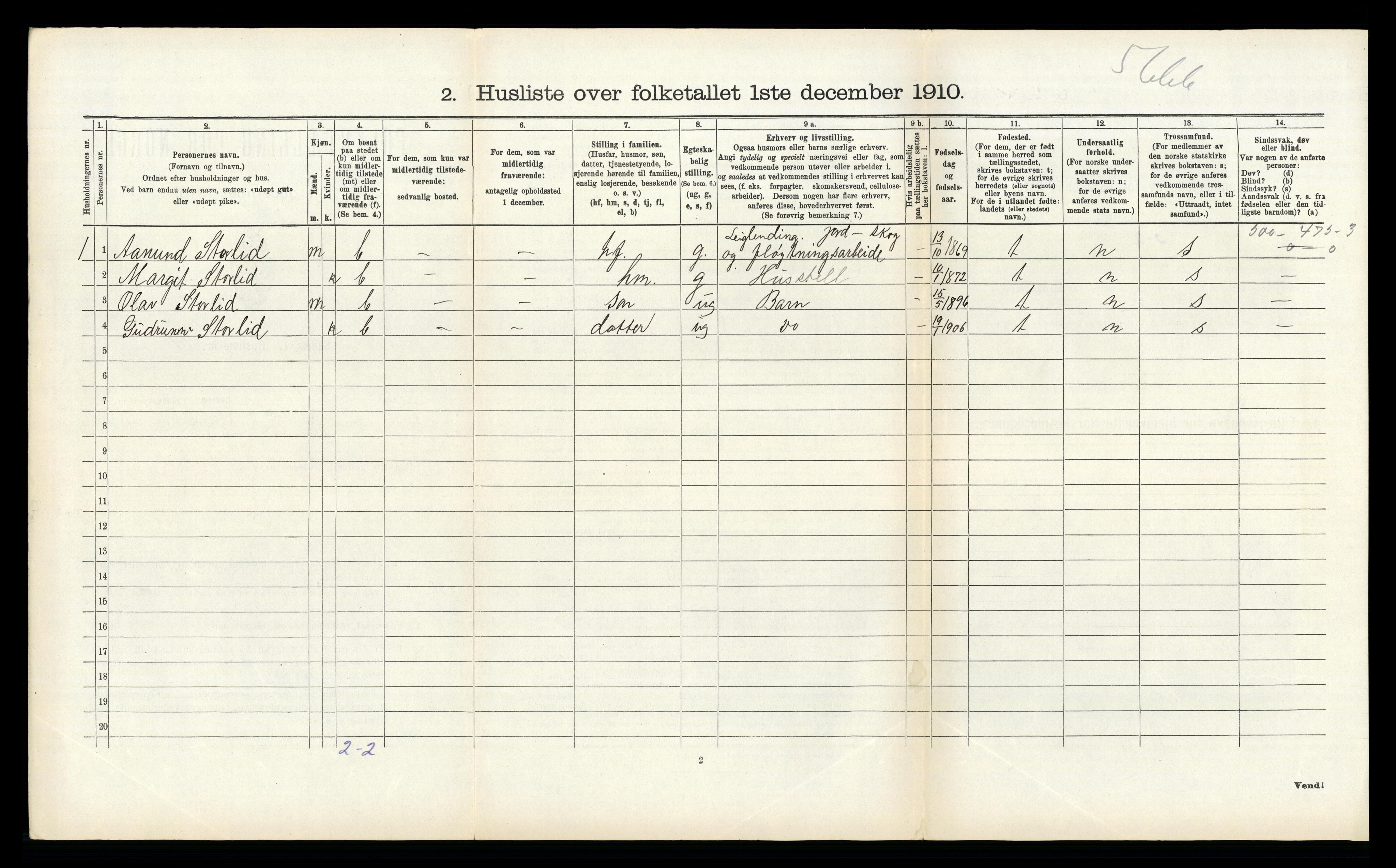 RA, 1910 census for Kviteseid, 1910, p. 957