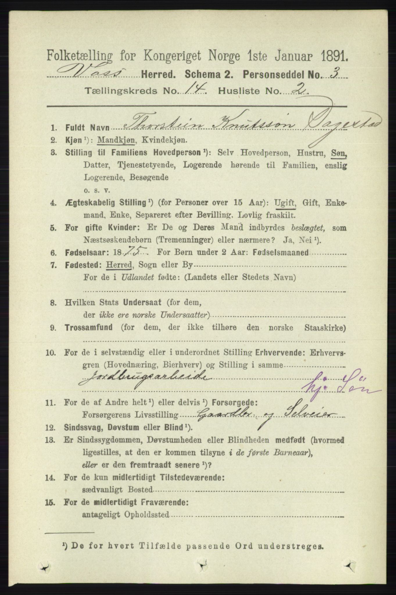 RA, 1891 census for 1235 Voss, 1891, p. 7269