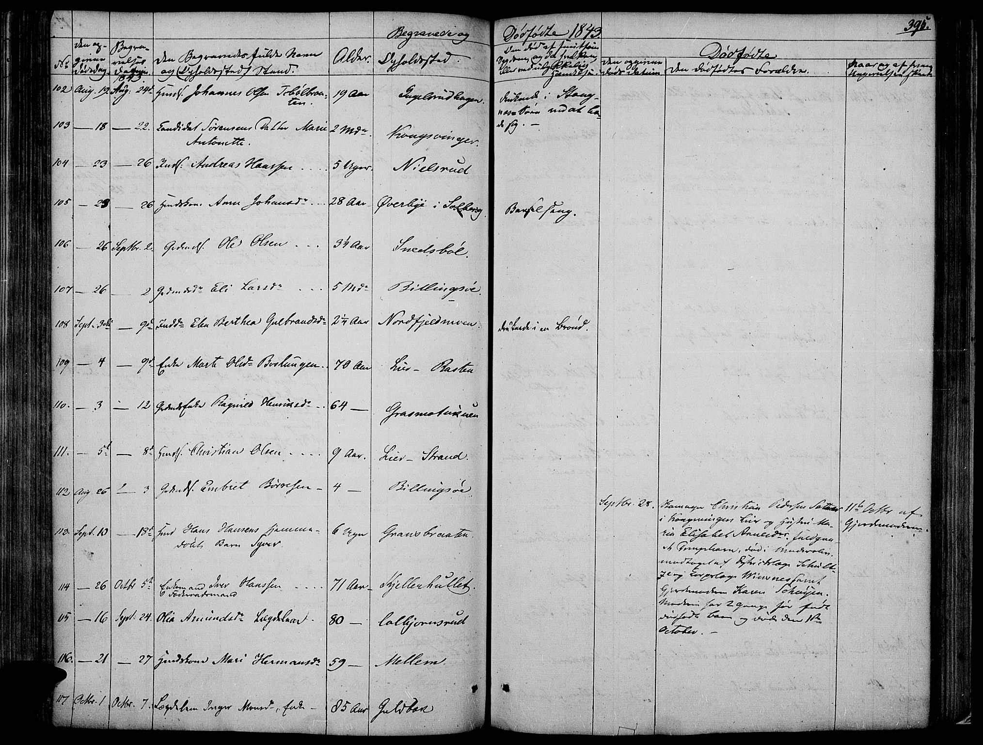 Vinger prestekontor, AV/SAH-PREST-024/H/Ha/Haa/L0008: Parish register (official) no. 8, 1839-1847, p. 395