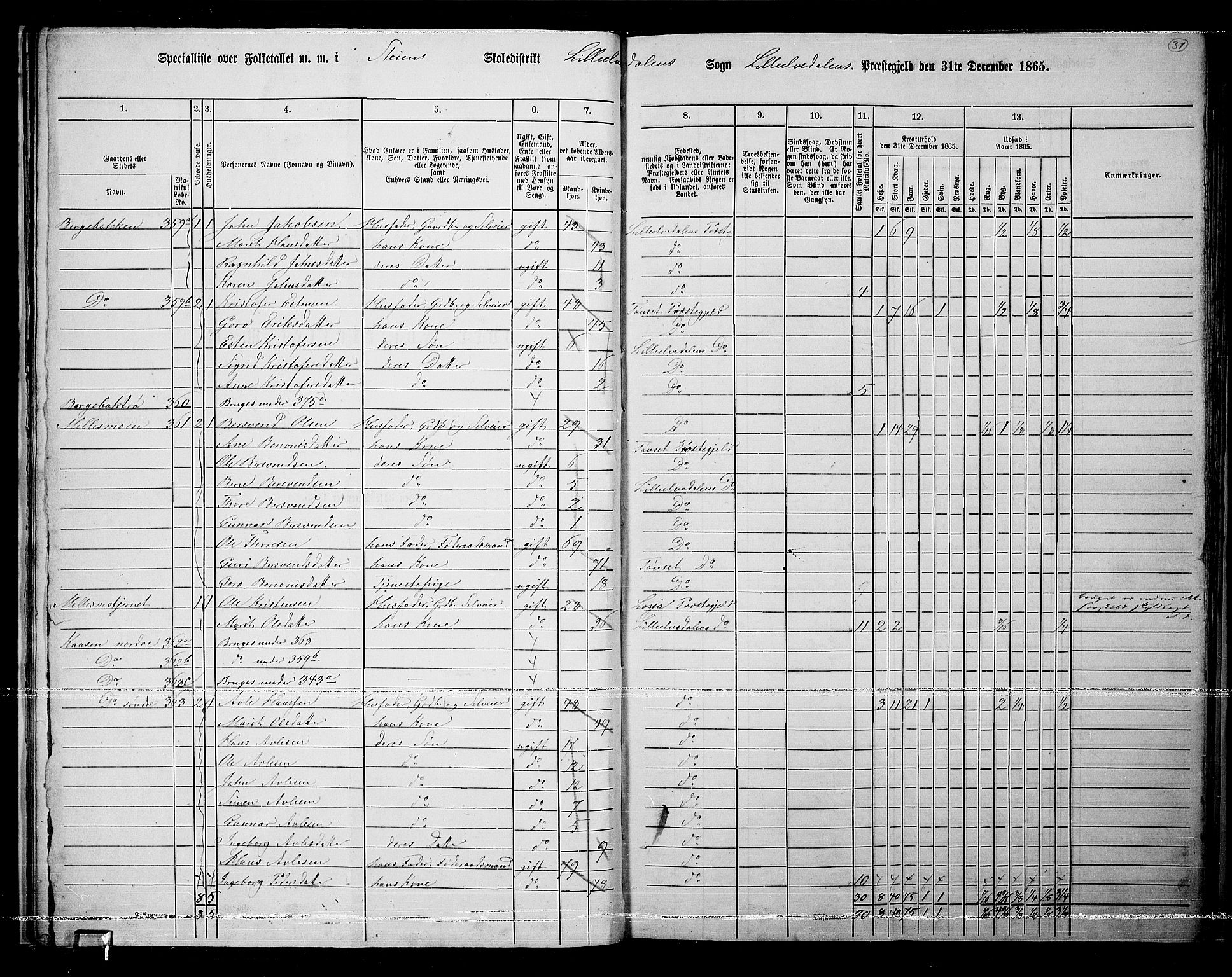 RA, 1865 census for Lille Elvedalen, 1865, p. 27