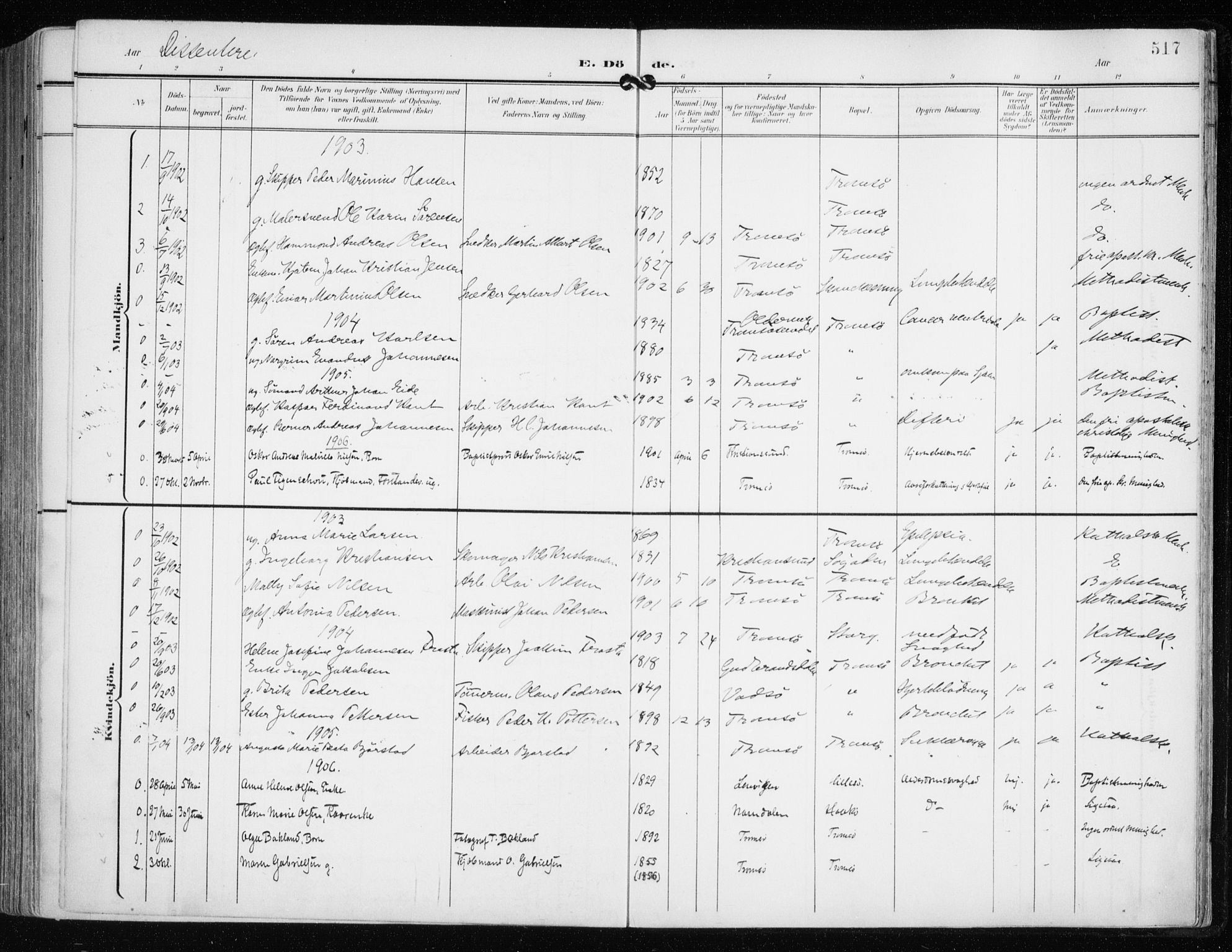 Tromsø sokneprestkontor/stiftsprosti/domprosti, SATØ/S-1343/G/Ga/L0016kirke: Parish register (official) no. 16, 1899-1906, p. 517