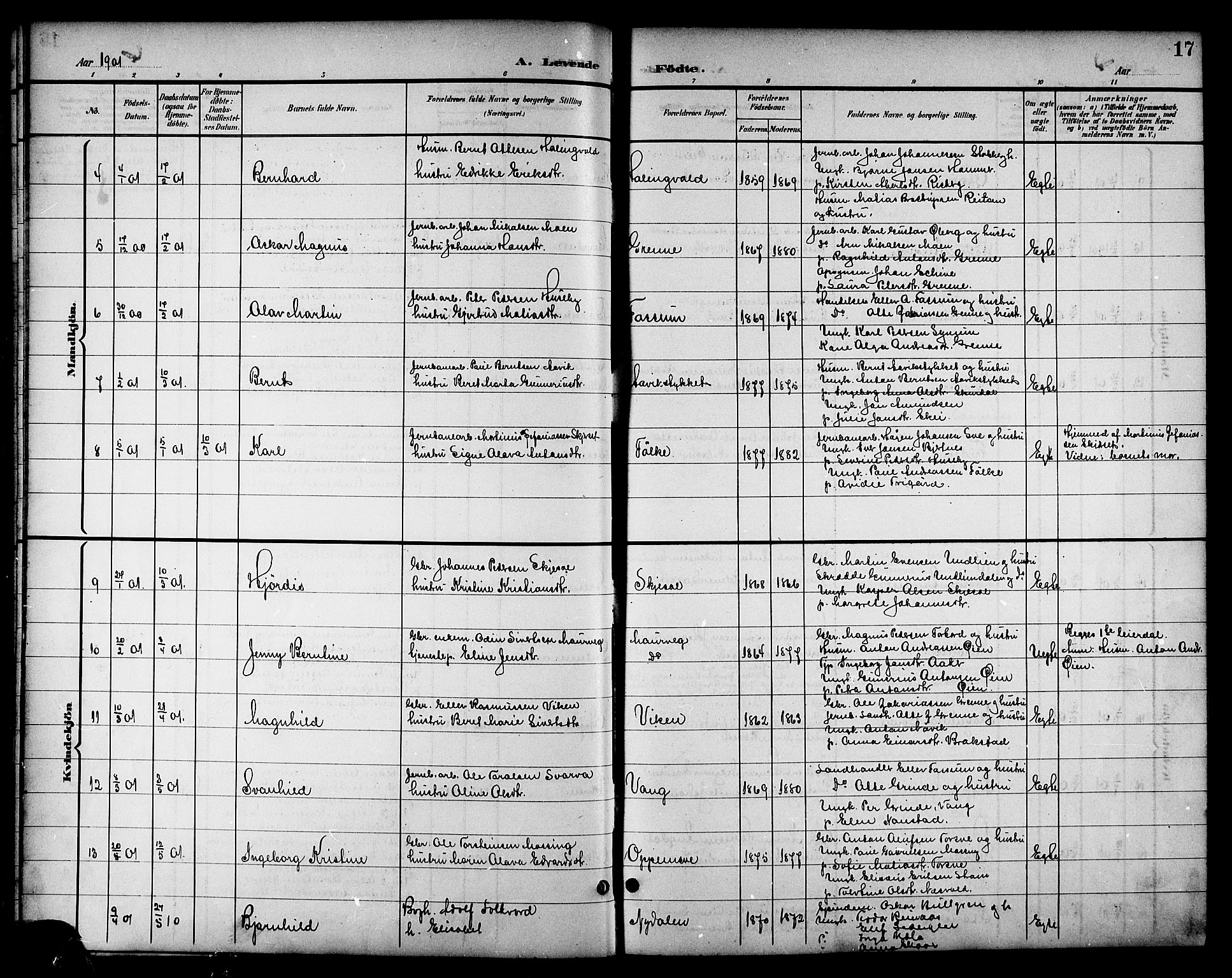 Ministerialprotokoller, klokkerbøker og fødselsregistre - Nord-Trøndelag, AV/SAT-A-1458/714/L0135: Parish register (copy) no. 714C04, 1899-1918, p. 17