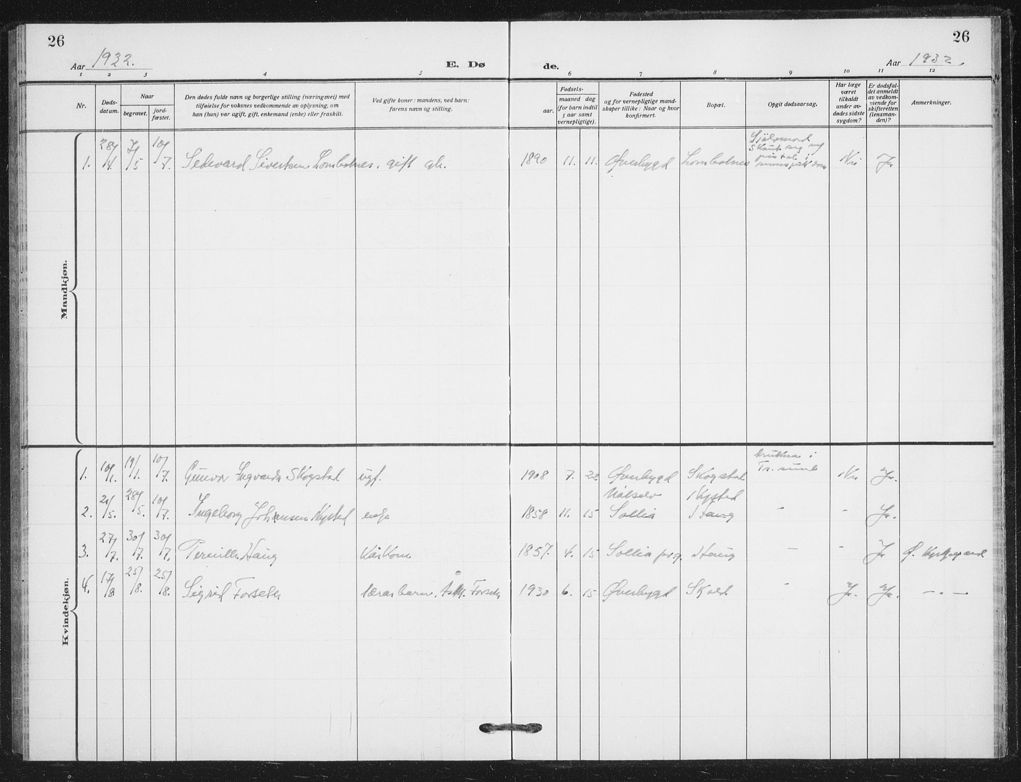 Målselv sokneprestembete, SATØ/S-1311/G/Ga/Gab/L0012klokker: Parish register (copy) no. 12, 1900-1936, p. 26