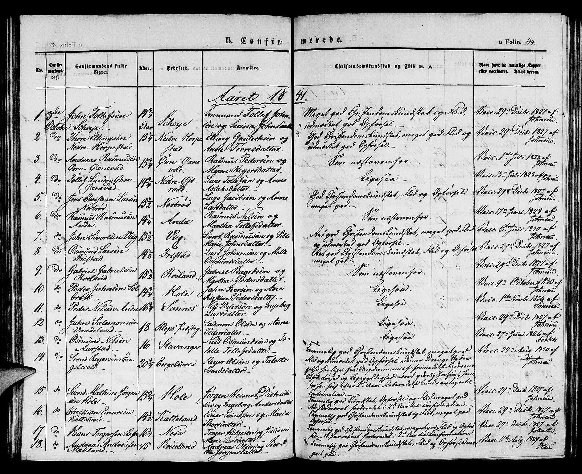 Klepp sokneprestkontor, SAST/A-101803/001/3/30BA/L0003: Parish register (official) no. A 3, 1833-1842, p. 114