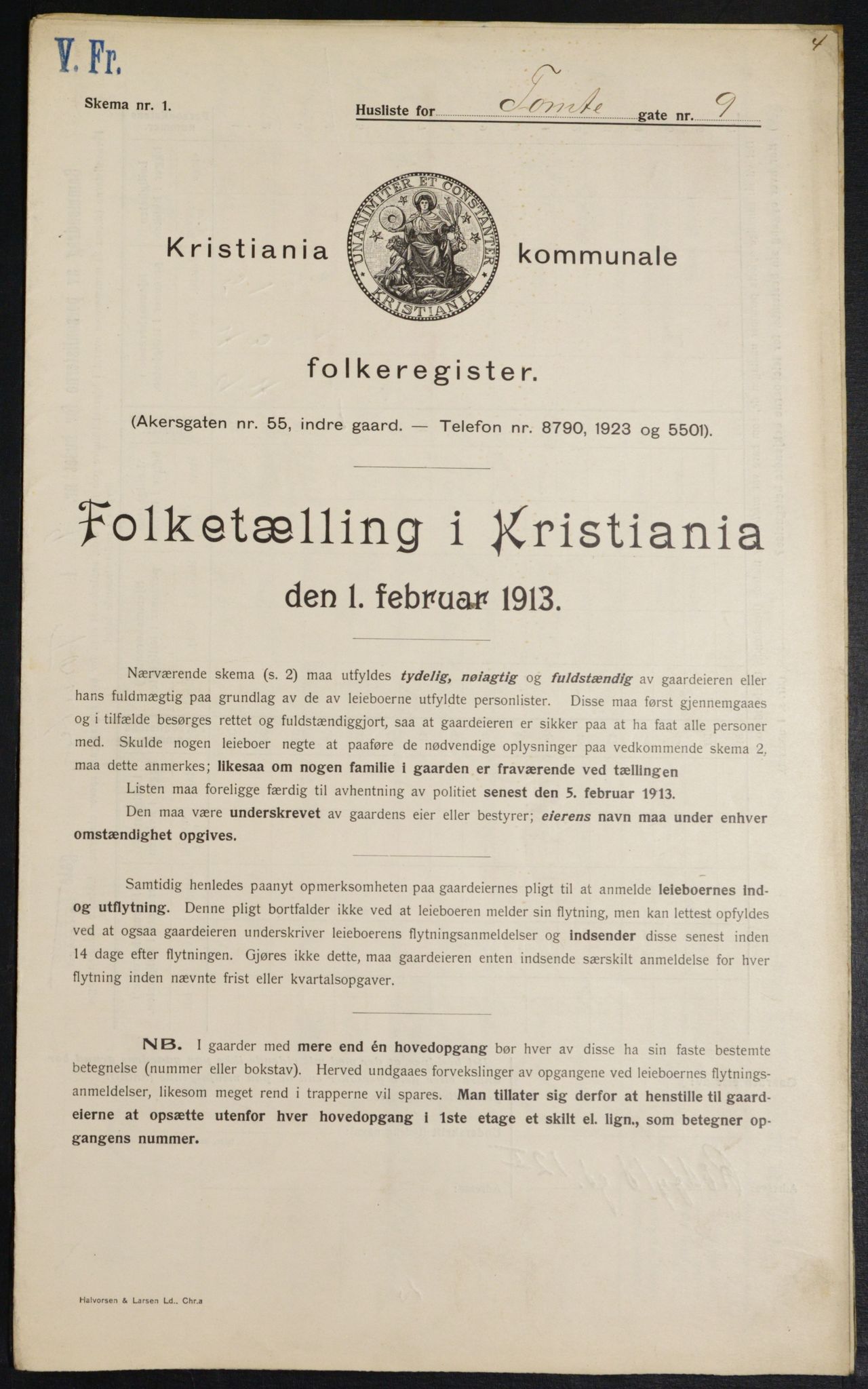 OBA, Municipal Census 1913 for Kristiania, 1913, p. 113507