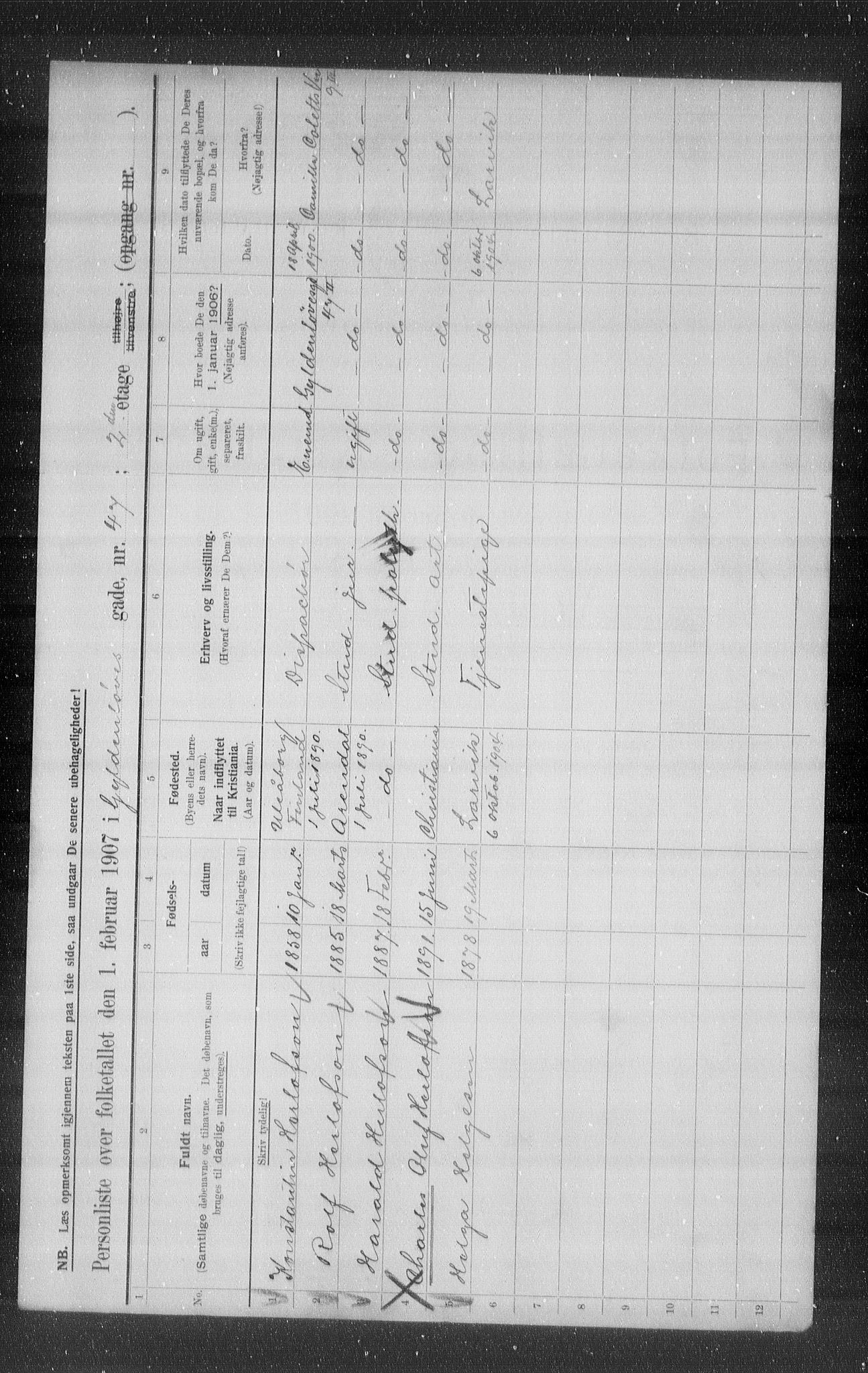 OBA, Municipal Census 1907 for Kristiania, 1907, p. 16742