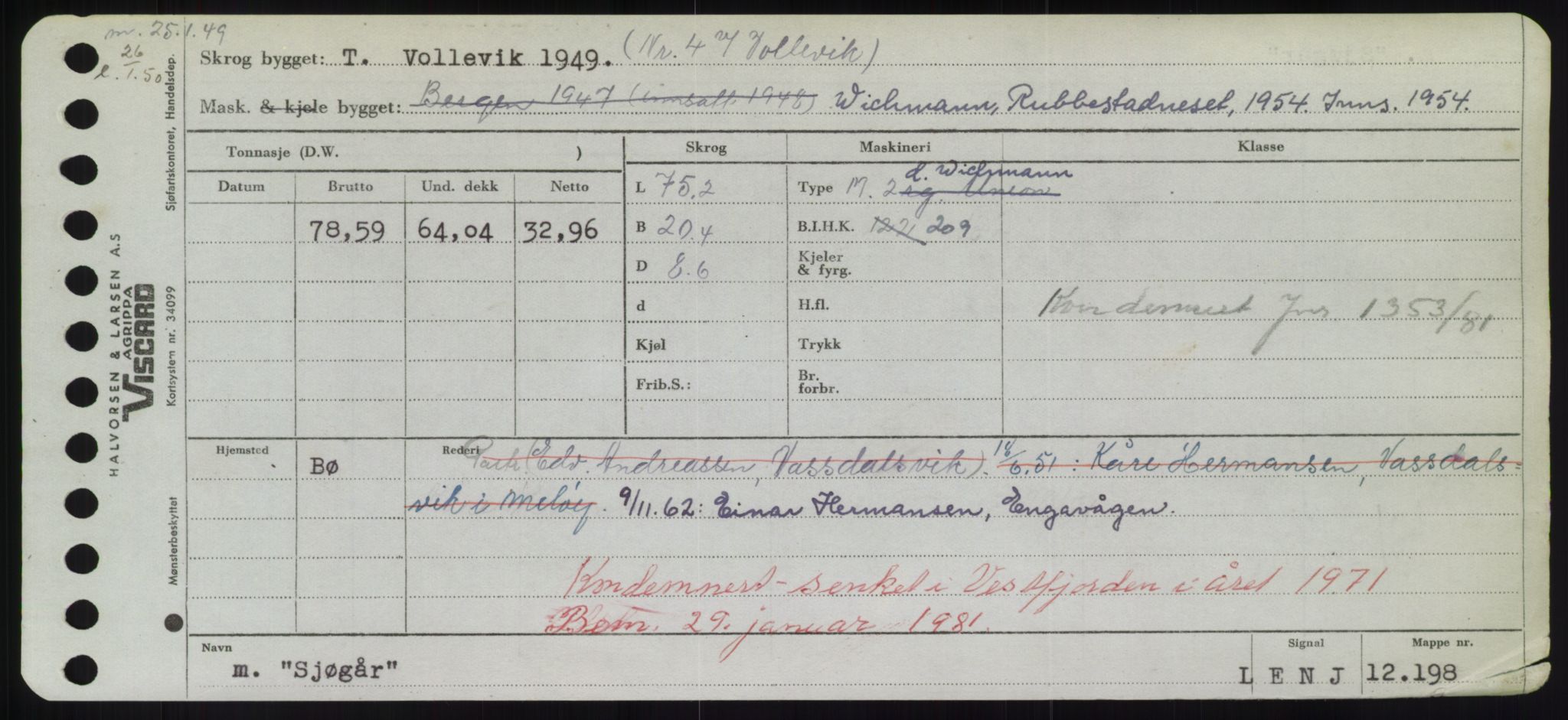 Sjøfartsdirektoratet med forløpere, Skipsmålingen, AV/RA-S-1627/H/Hd/L0033: Fartøy, Sevi-Sjø, p. 389