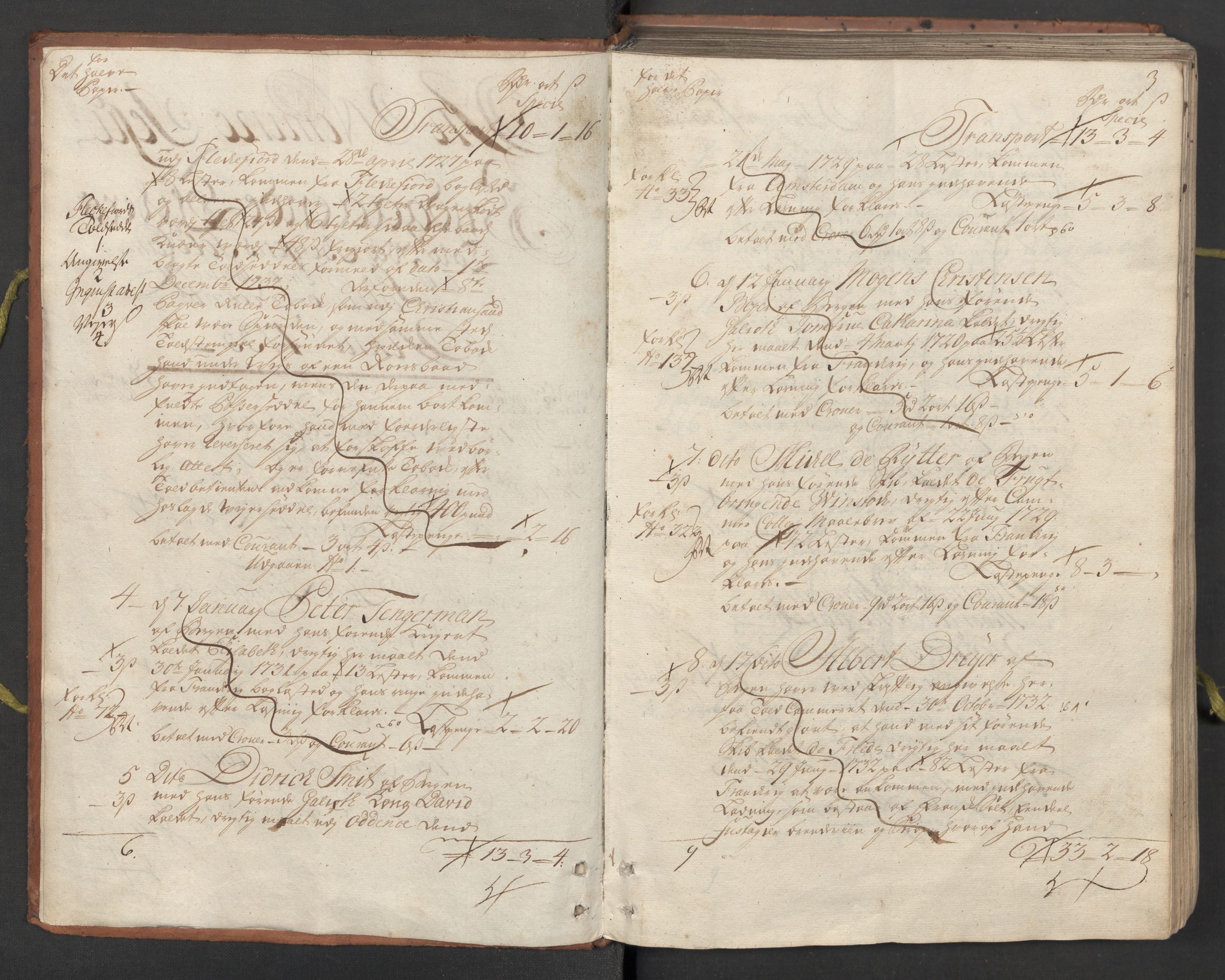 Generaltollkammeret, tollregnskaper, AV/RA-EA-5490/R26/L0023/0001: Tollregnskaper Bergen A / Inngående hovedtollbok, 1733, p. 2b-3a