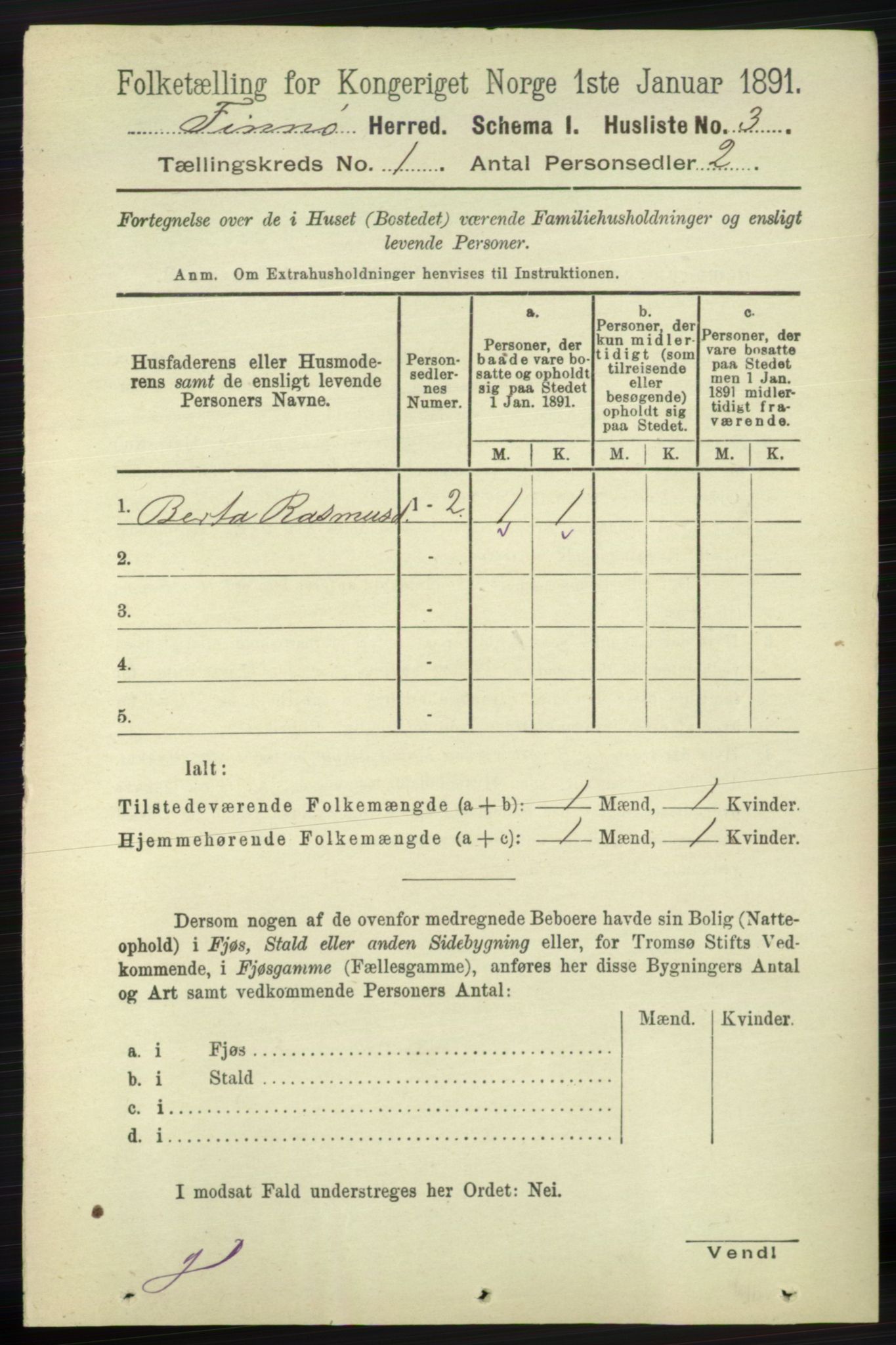 RA, 1891 census for 1141 Finnøy, 1891, p. 26