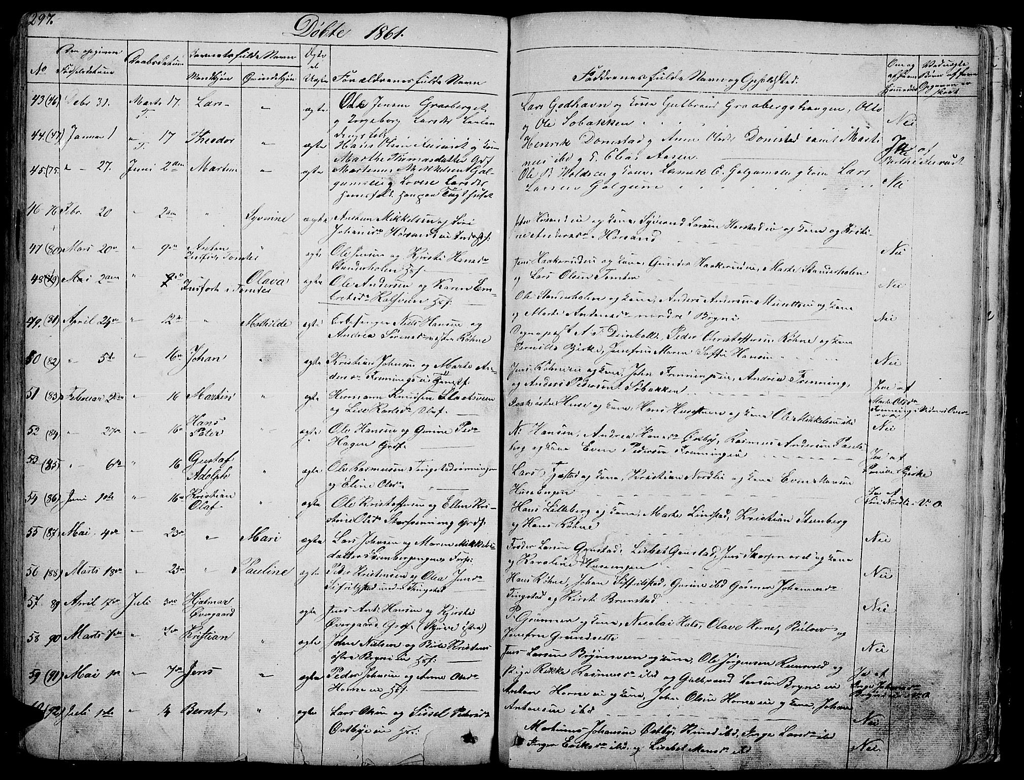 Romedal prestekontor, AV/SAH-PREST-004/L/L0009: Parish register (copy) no. 9, 1846-1866, p. 297