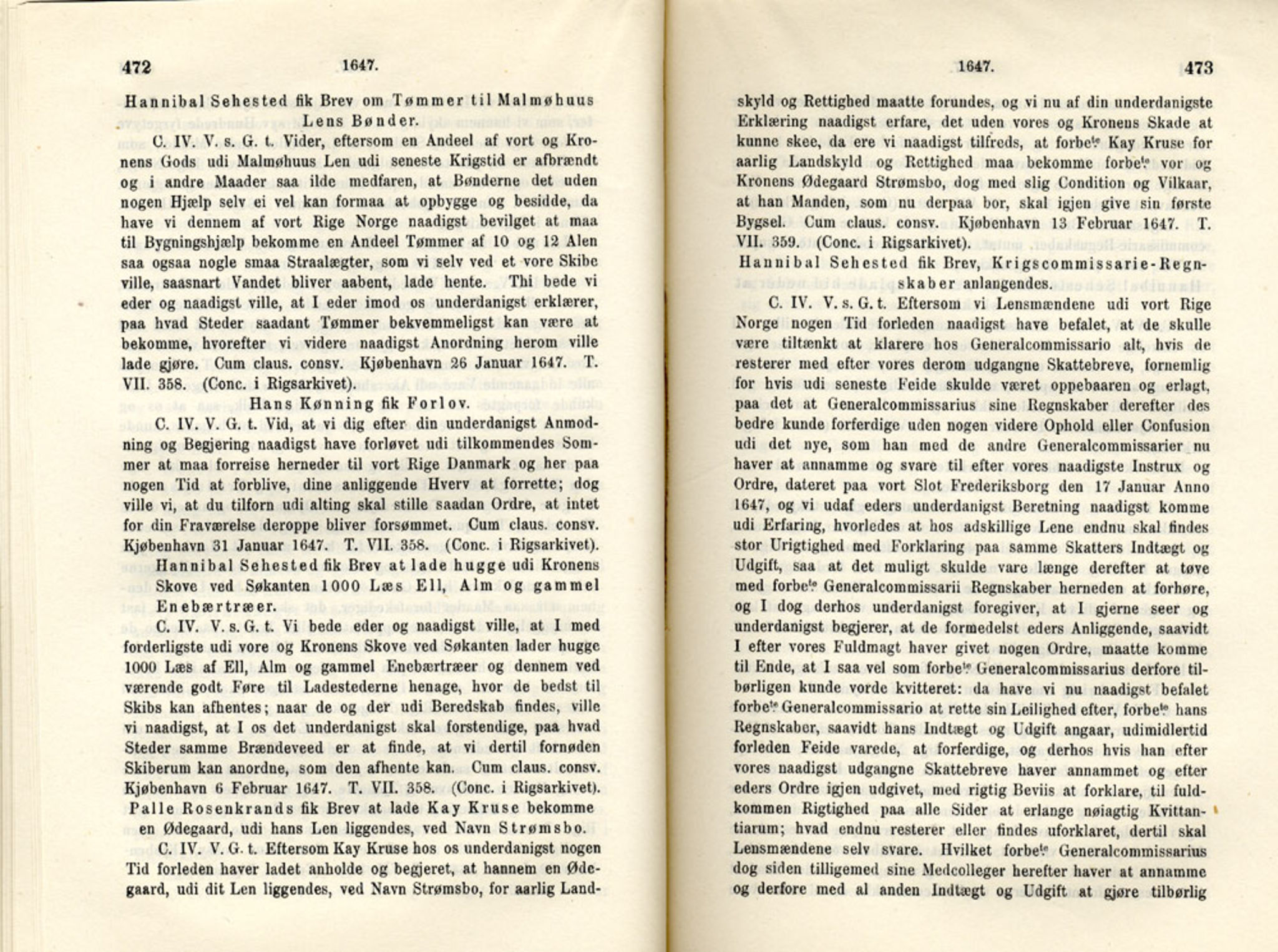 Publikasjoner utgitt av Det Norske Historiske Kildeskriftfond, PUBL/-/-/-: Norske Rigs-Registranter, bind 8, 1641-1648, p. 472-473