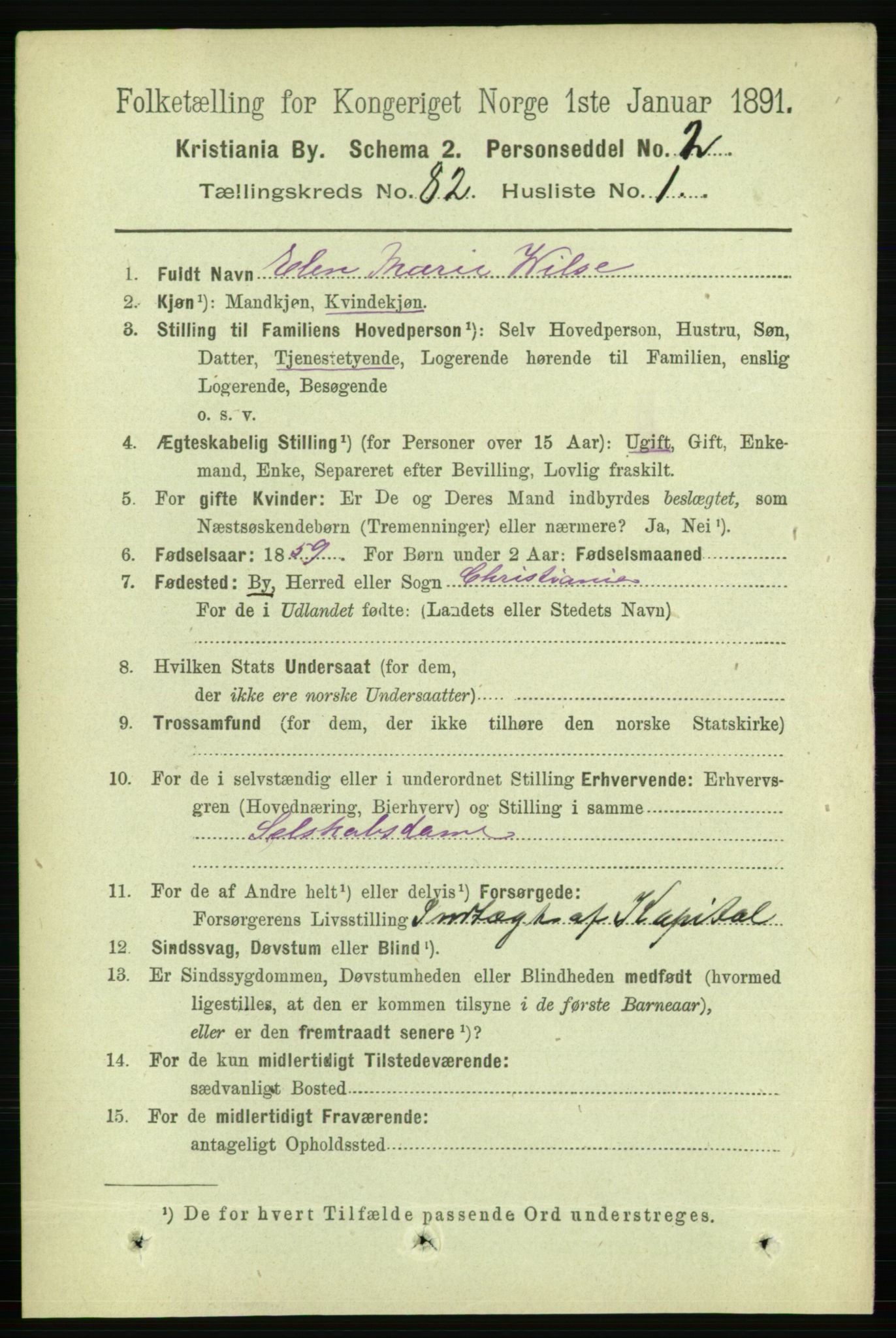 RA, 1891 census for 0301 Kristiania, 1891, p. 41899