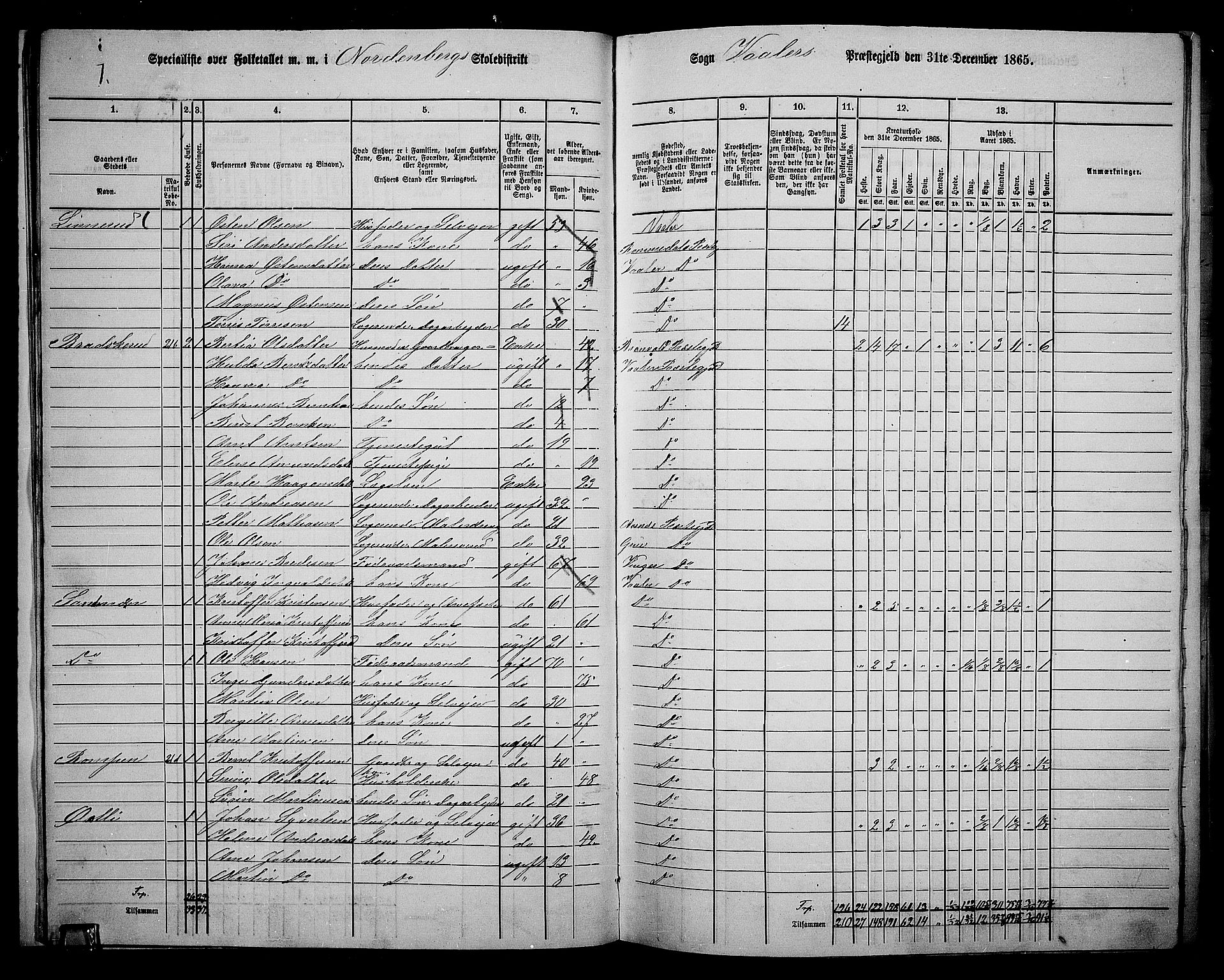 RA, 1865 census for Våler, 1865, p. 18