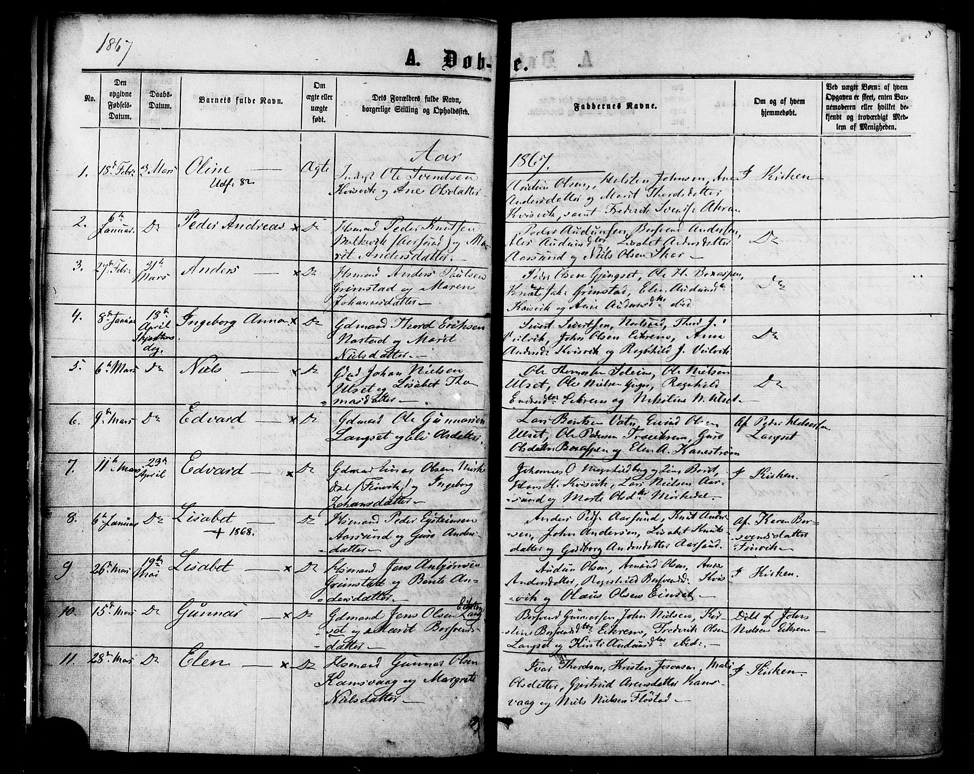 Ministerialprotokoller, klokkerbøker og fødselsregistre - Møre og Romsdal, AV/SAT-A-1454/587/L0999: Parish register (official) no. 587A01, 1864-1886, p. 8