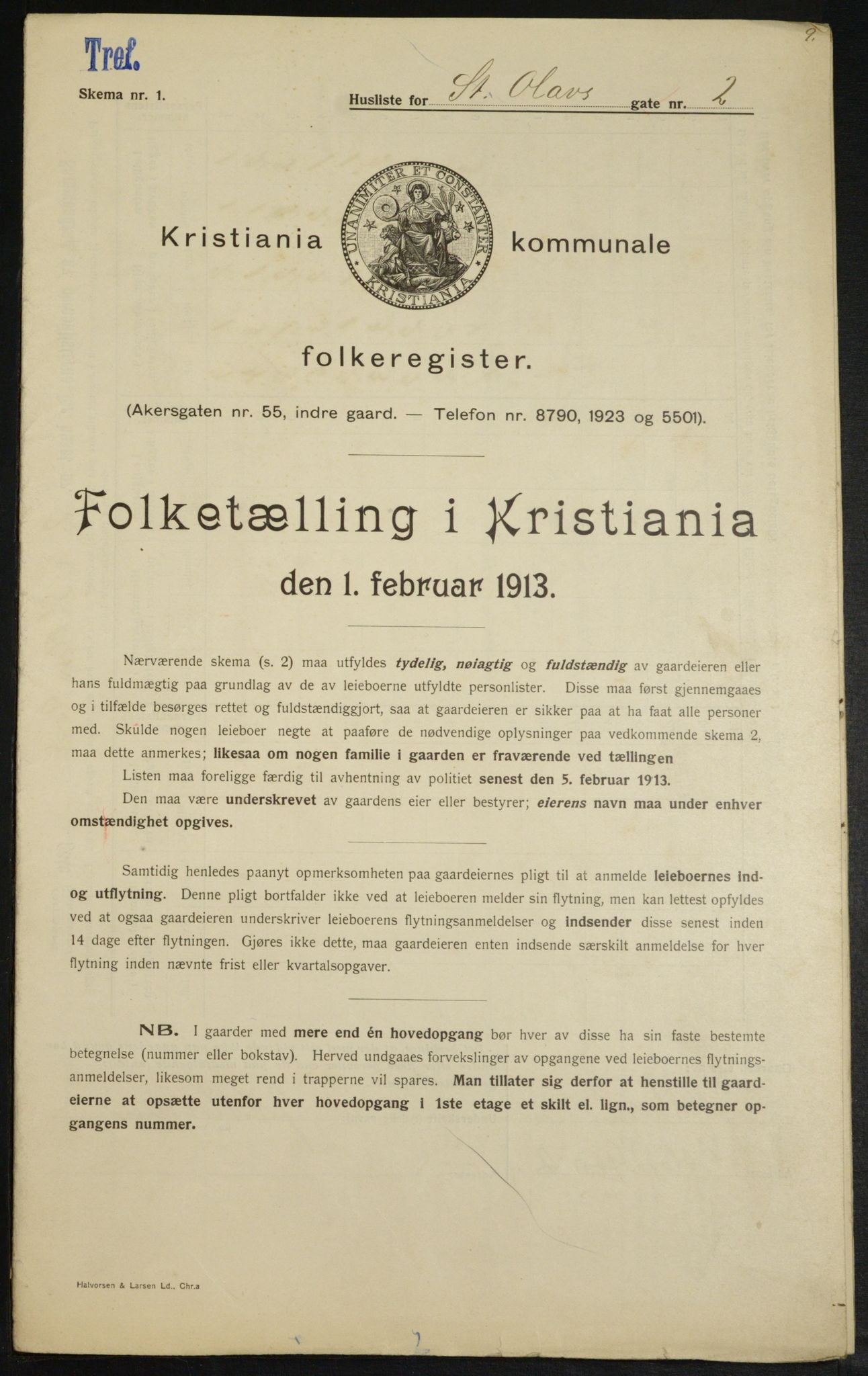 OBA, Municipal Census 1913 for Kristiania, 1913, p. 87950