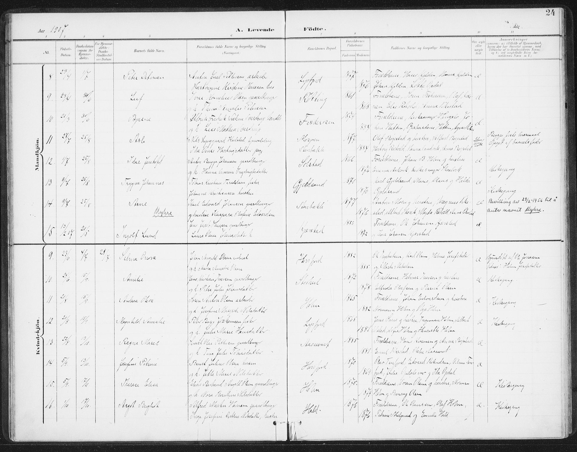 Ministerialprotokoller, klokkerbøker og fødselsregistre - Nordland, AV/SAT-A-1459/811/L0167: Parish register (official) no. 811A04, 1899-1913, p. 24