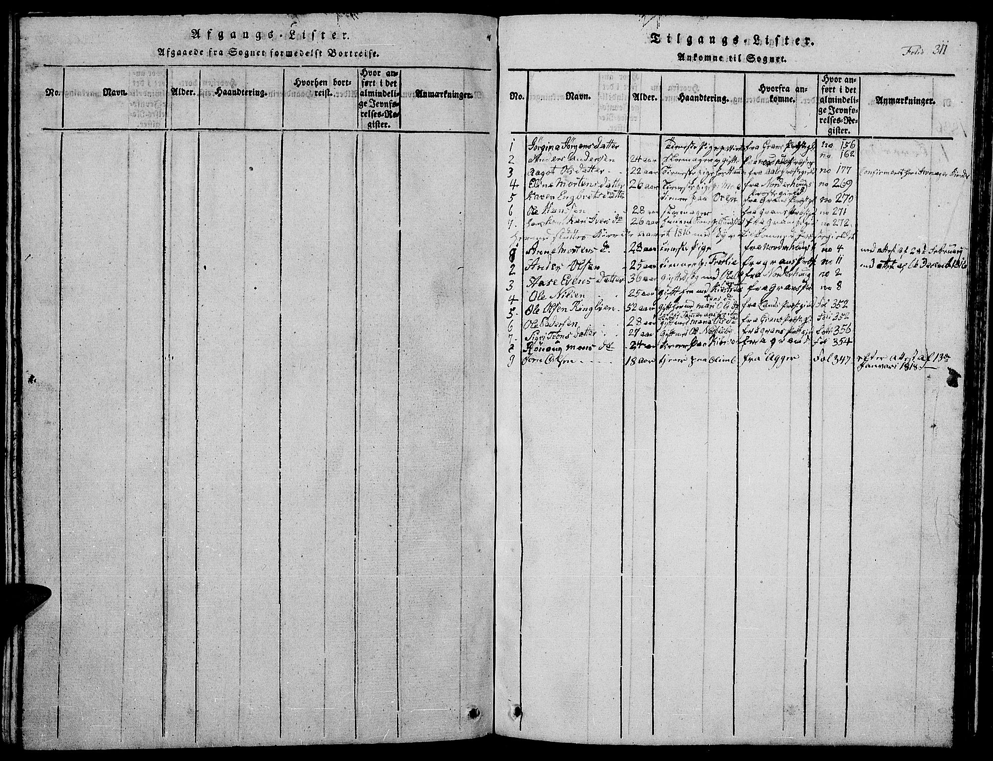 Jevnaker prestekontor, SAH/PREST-116/H/Ha/Hab/L0001: Parish register (copy) no. 1, 1815-1837, p. 311