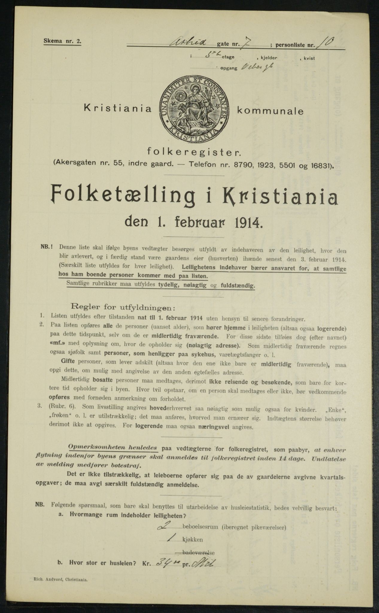 OBA, Municipal Census 1914 for Kristiania, 1914, p. 17382