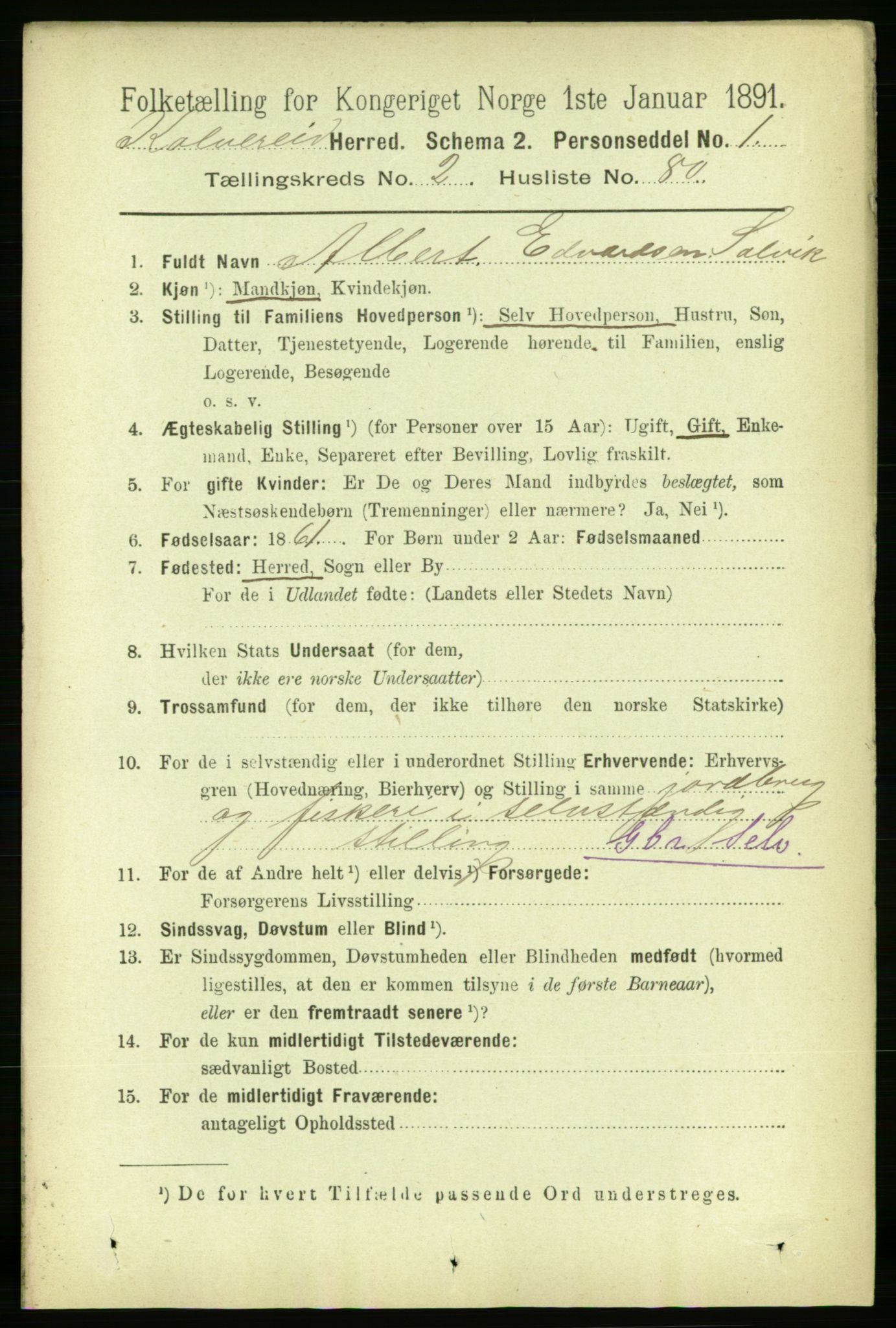 RA, 1891 census for 1752 Kolvereid, 1891, p. 794