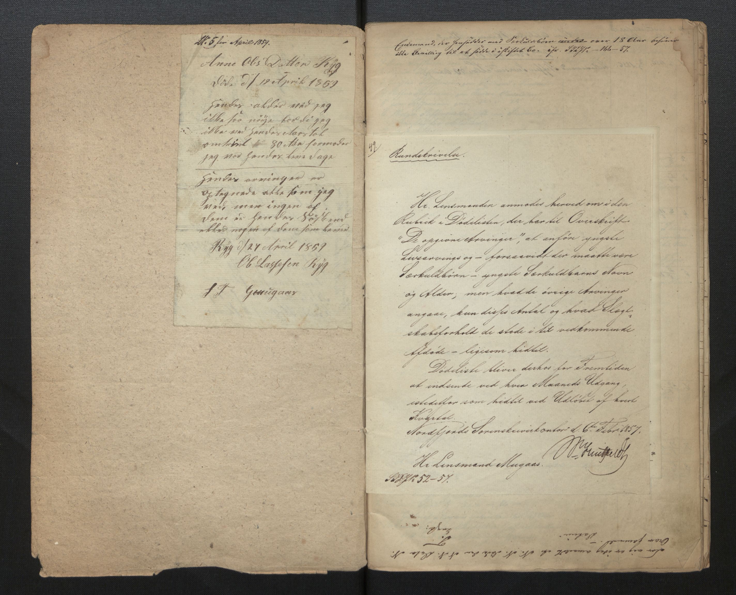 Lensmannen i Stryn og Innvik, AV/SAB-A-30201/0006/L0001: Dødsfallprotokoll, 1856-1861