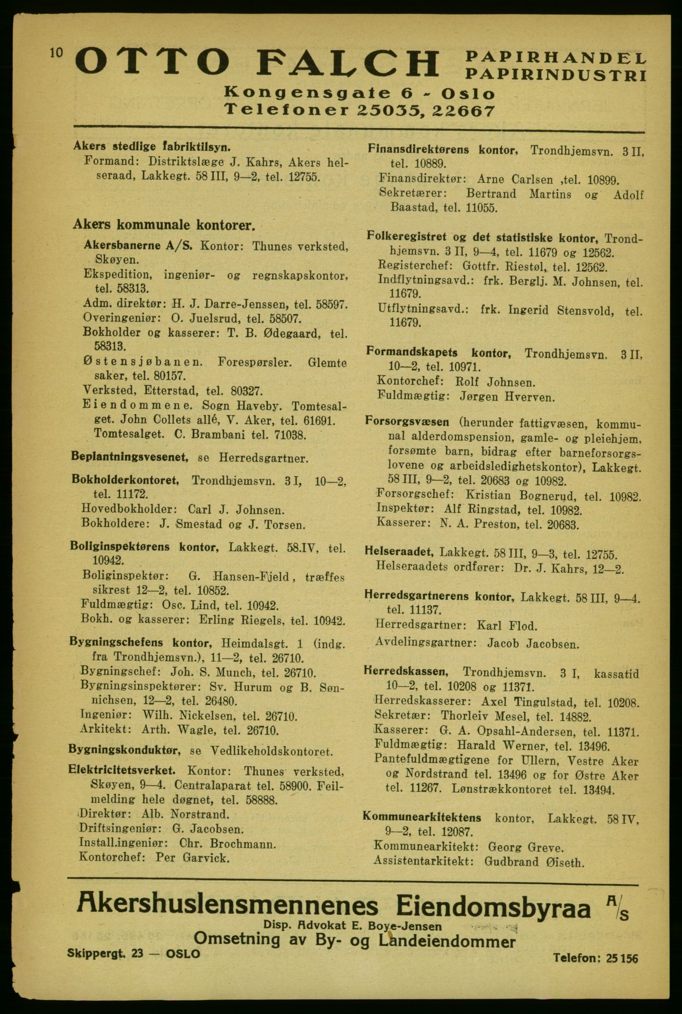 Aker adressebok/adressekalender, PUBL/001/A/004: Aker adressebok, 1929, p. 10