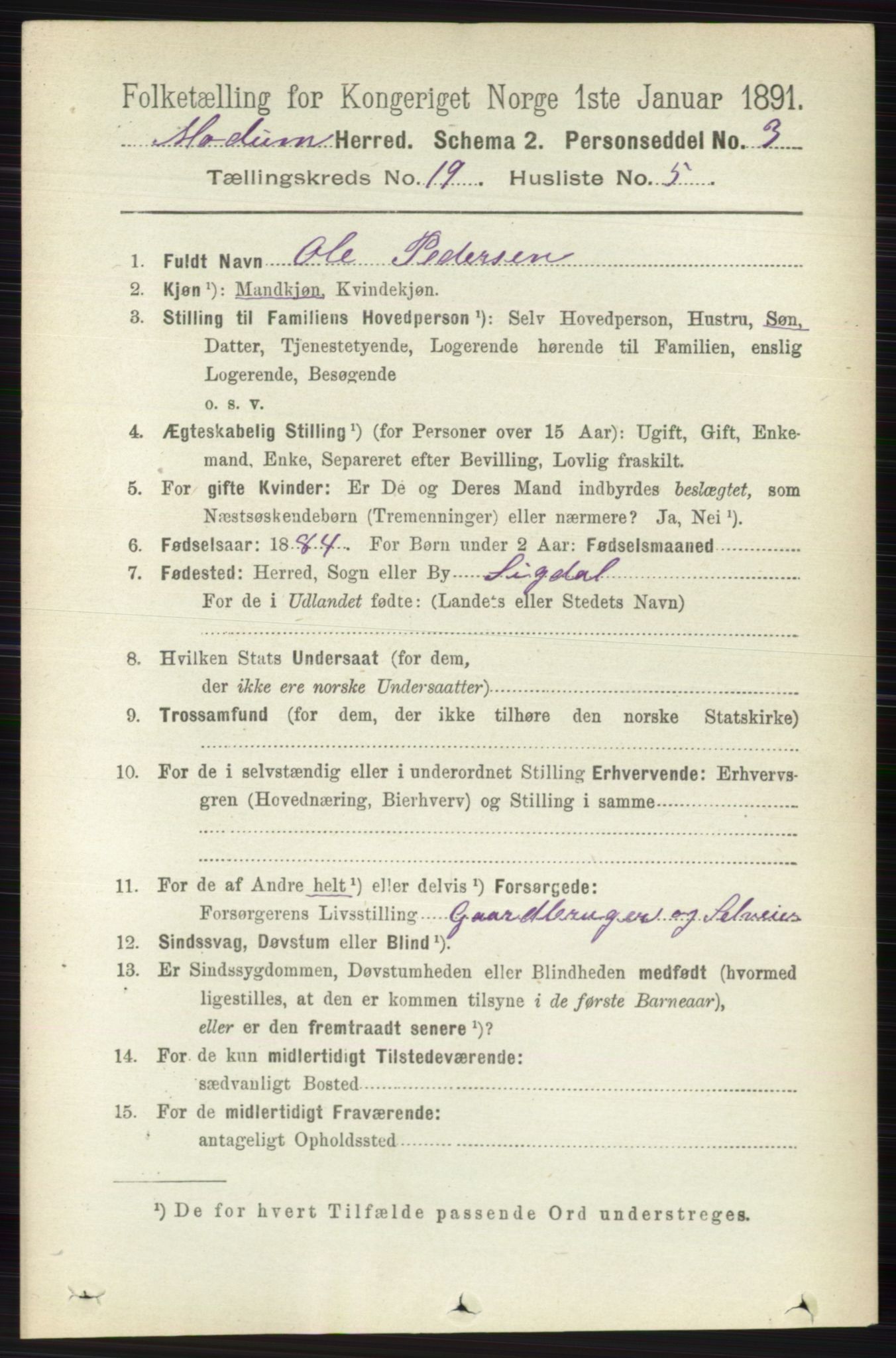 RA, 1891 census for 0623 Modum, 1891, p. 7634