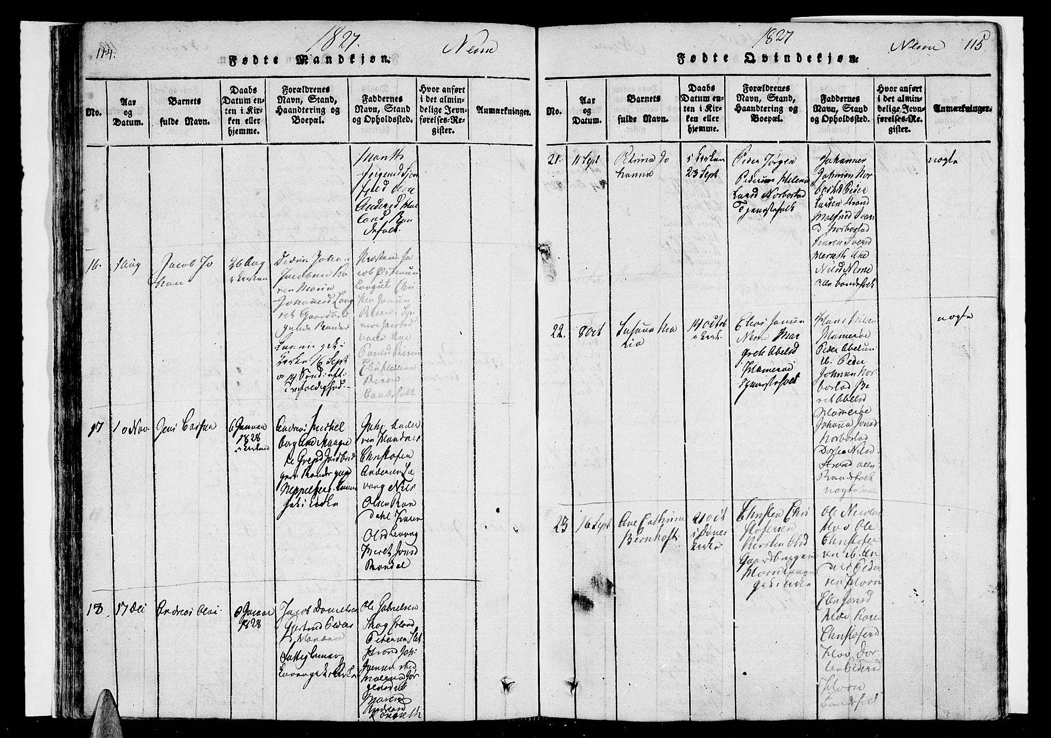 Ministerialprotokoller, klokkerbøker og fødselsregistre - Nordland, AV/SAT-A-1459/838/L0546: Parish register (official) no. 838A05 /1, 1820-1828, p. 114-115