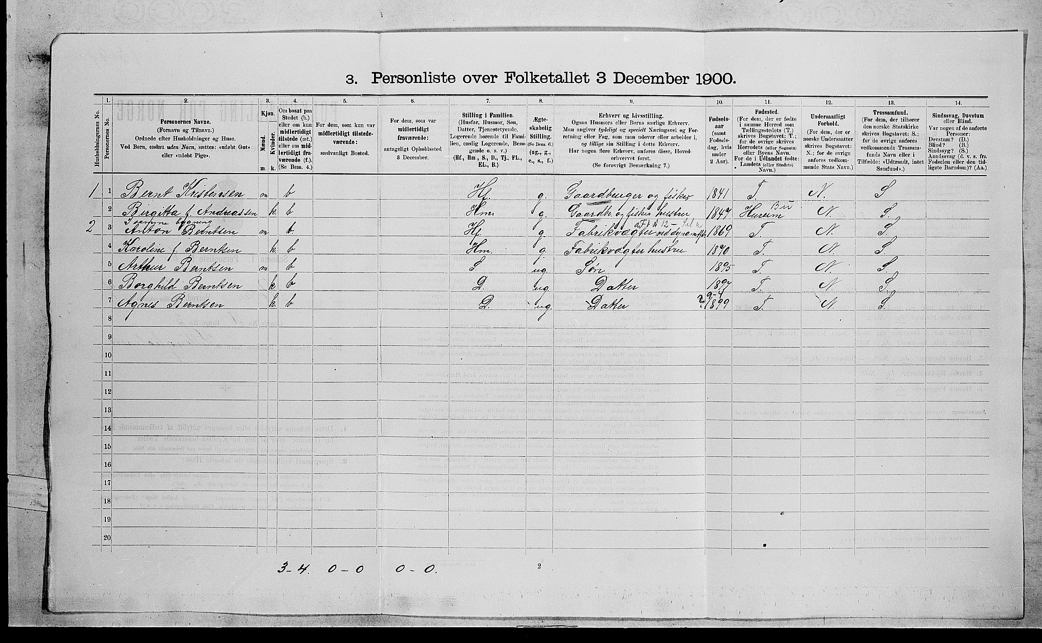 RA, 1900 census for Røyken, 1900, p. 1136