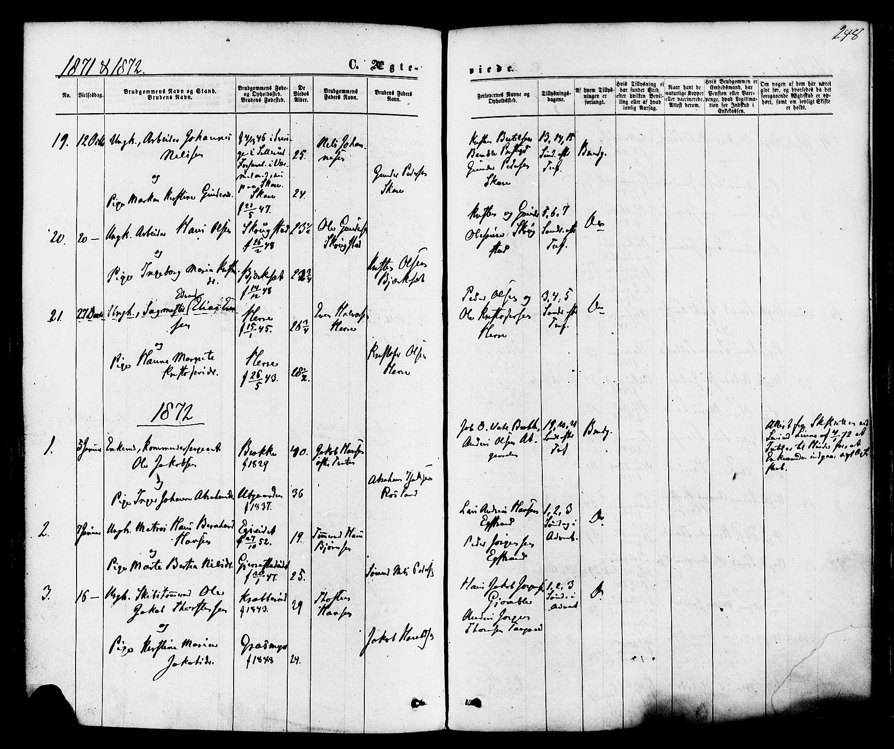 Bamble kirkebøker, SAKO/A-253/F/Fa/L0006: Parish register (official) no. I 6, 1869-1877, p. 248