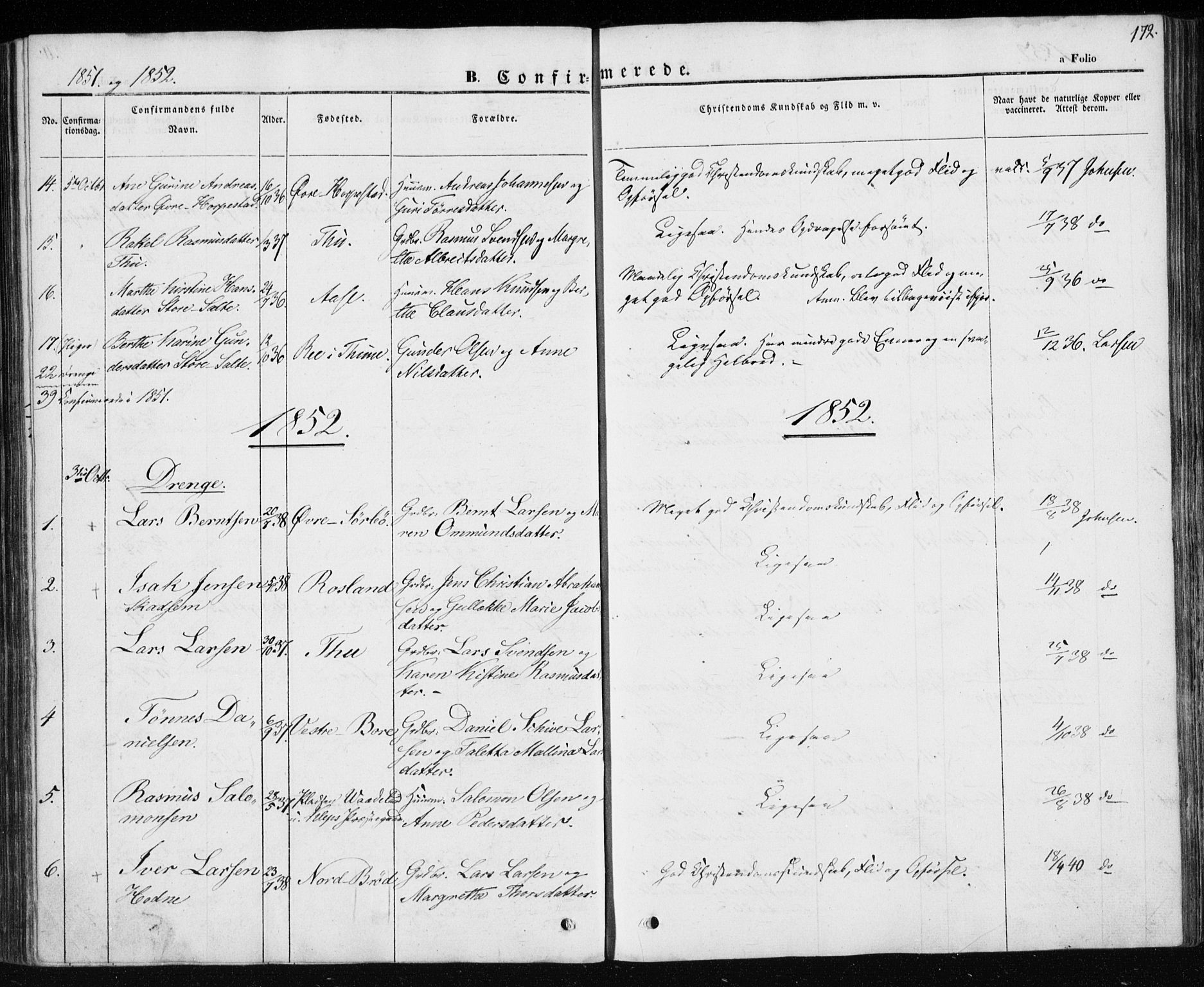 Klepp sokneprestkontor, AV/SAST-A-101803/001/3/30BA/L0004: Parish register (official) no. A 4, 1842-1852, p. 172