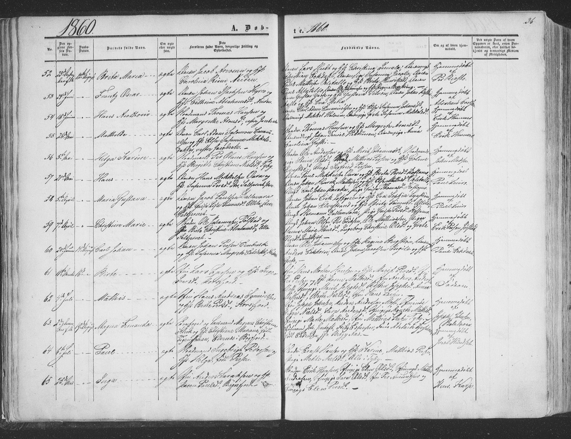 Vadsø sokneprestkontor, SATØ/S-1325/H/Ha/L0004kirke: Parish register (official) no. 4, 1854-1880, p. 36