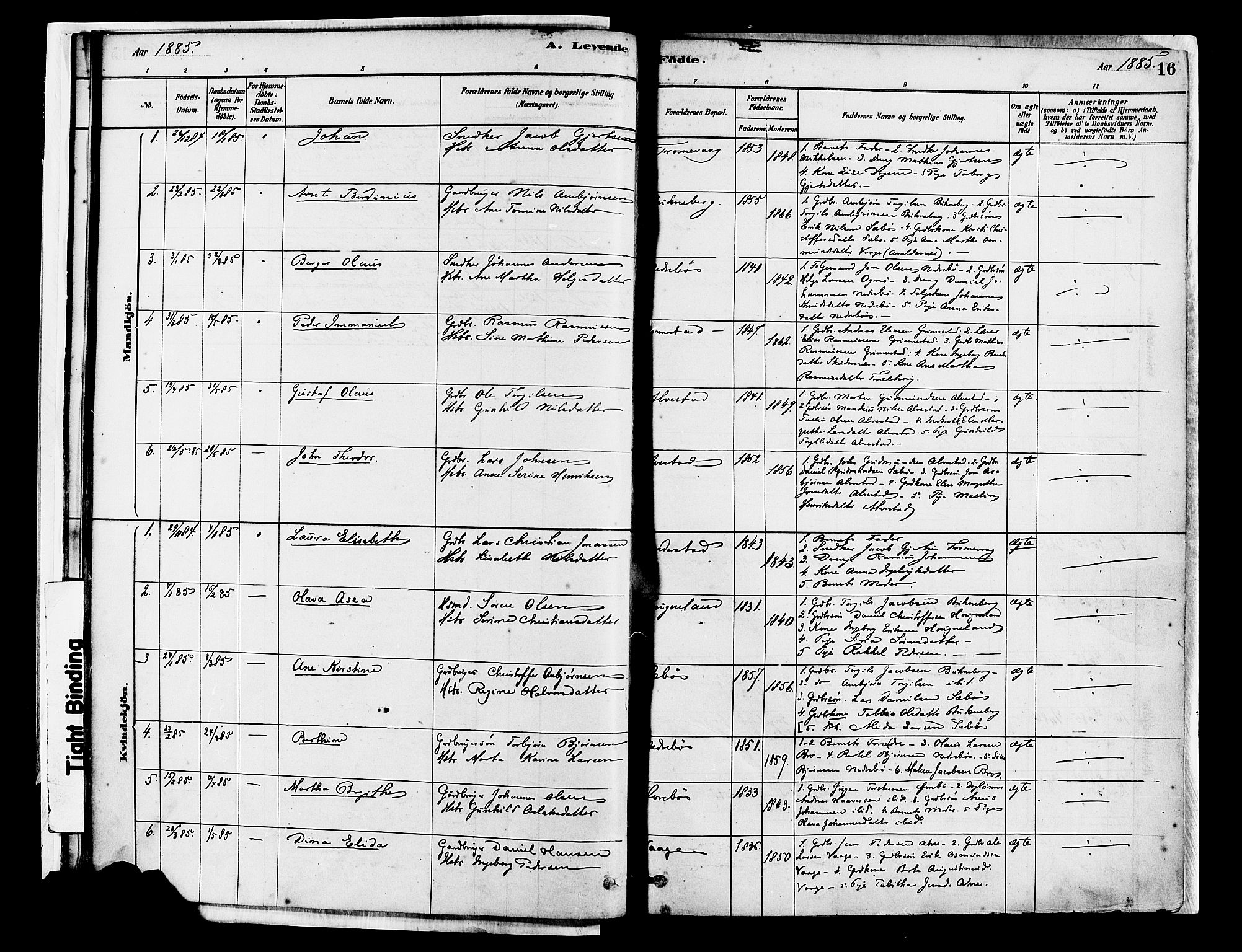 Tysvær sokneprestkontor, SAST/A -101864/H/Ha/Haa/L0007: Parish register (official) no. A 7, 1878-1897, p. 16