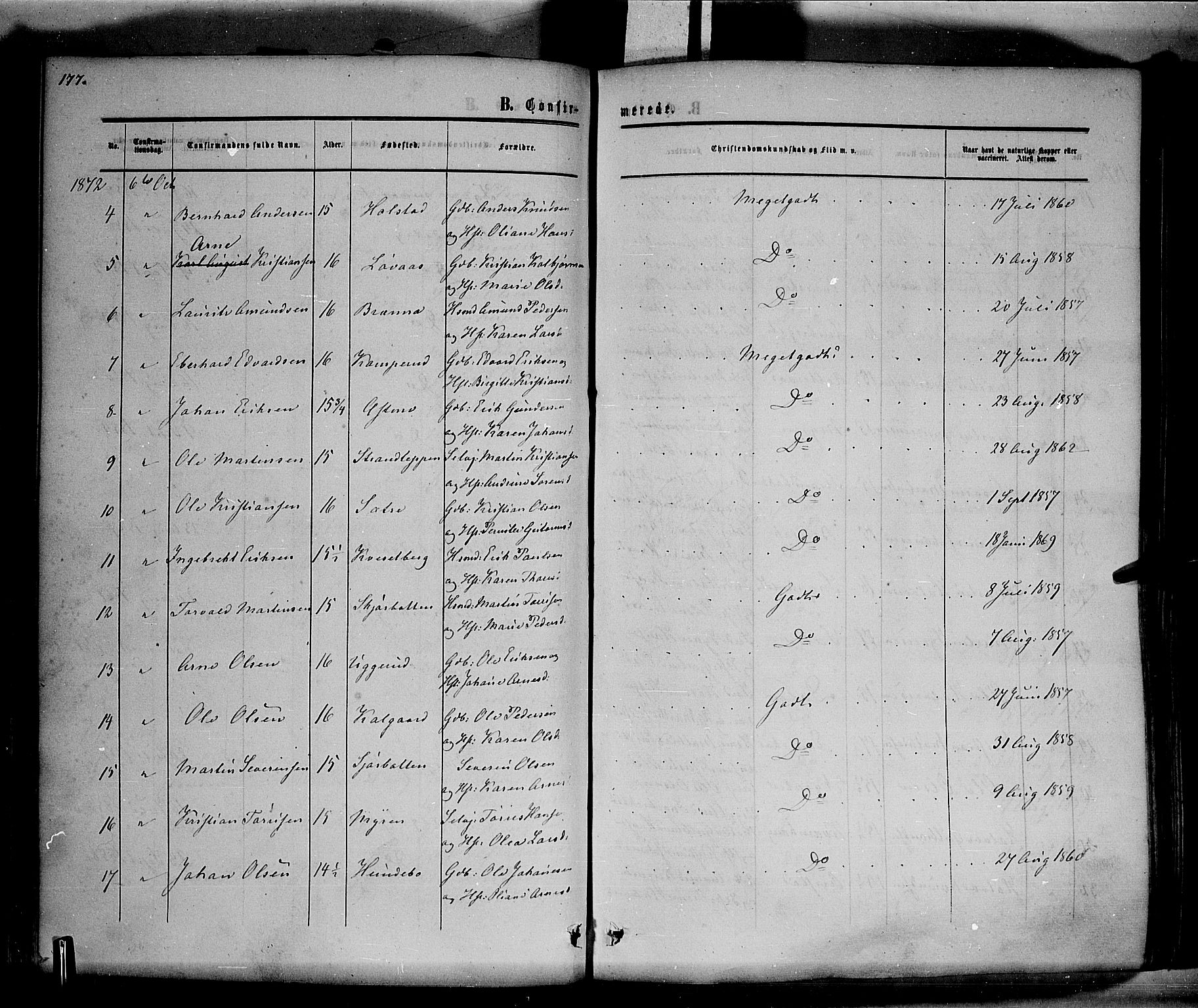 Hof prestekontor, SAH/PREST-038/H/Ha/Haa/L0009: Parish register (official) no. 9, 1862-1877, p. 178