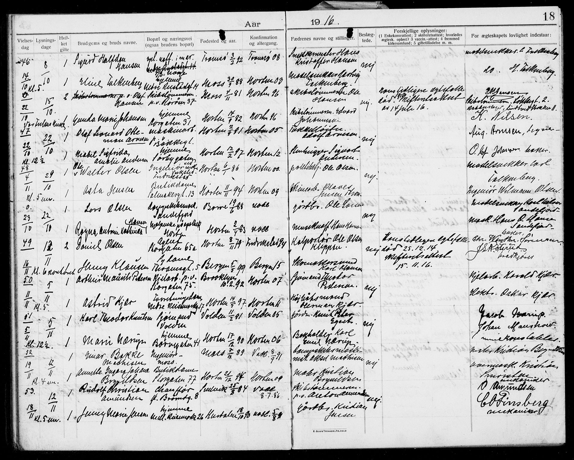 Horten kirkebøker, AV/SAKO-A-348/H/Ha/L0005: Banns register no. 5, 1914-1923, p. 18