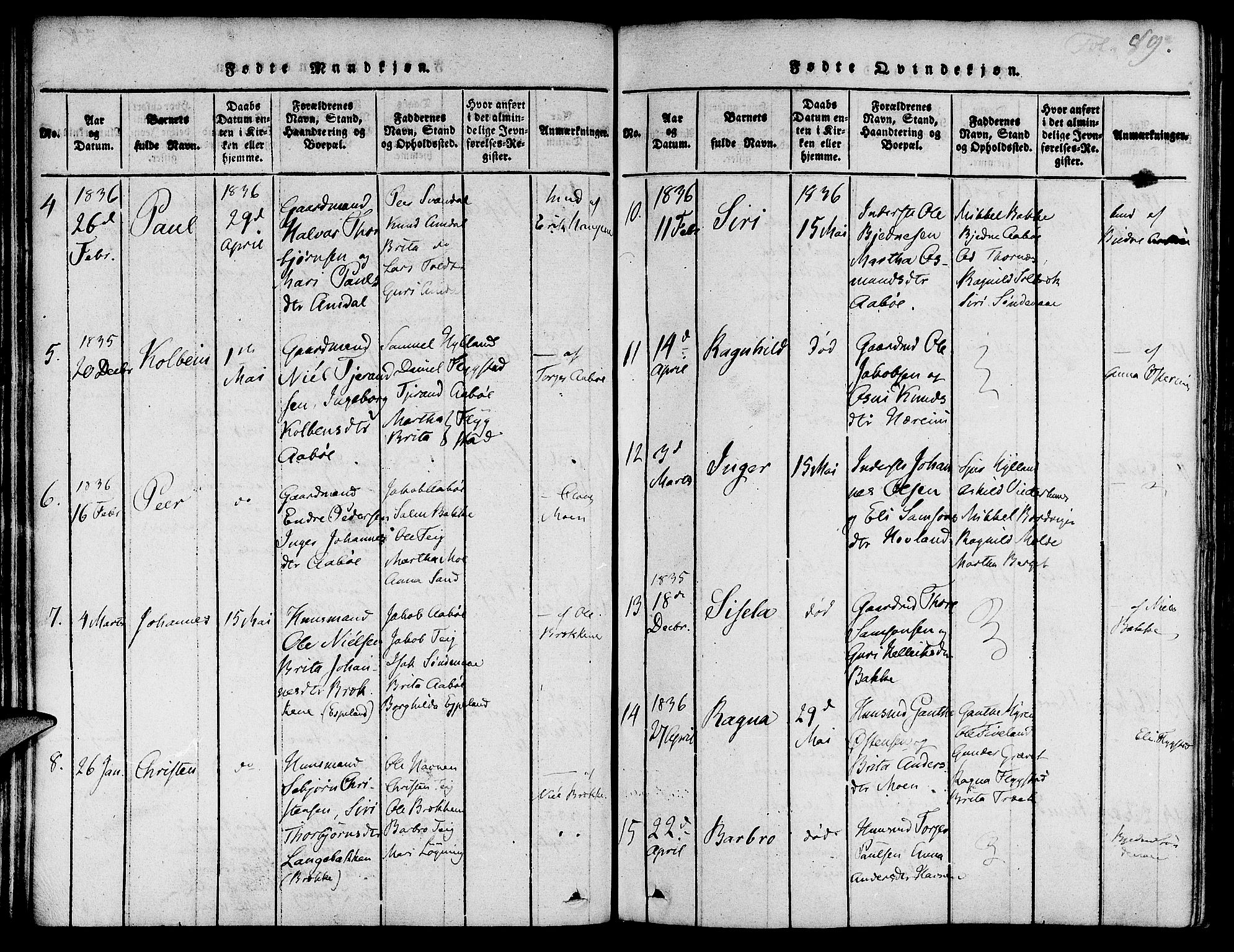 Suldal sokneprestkontor, SAST/A-101845/01/IV/L0007: Parish register (official) no. A 7, 1817-1838, p. 89