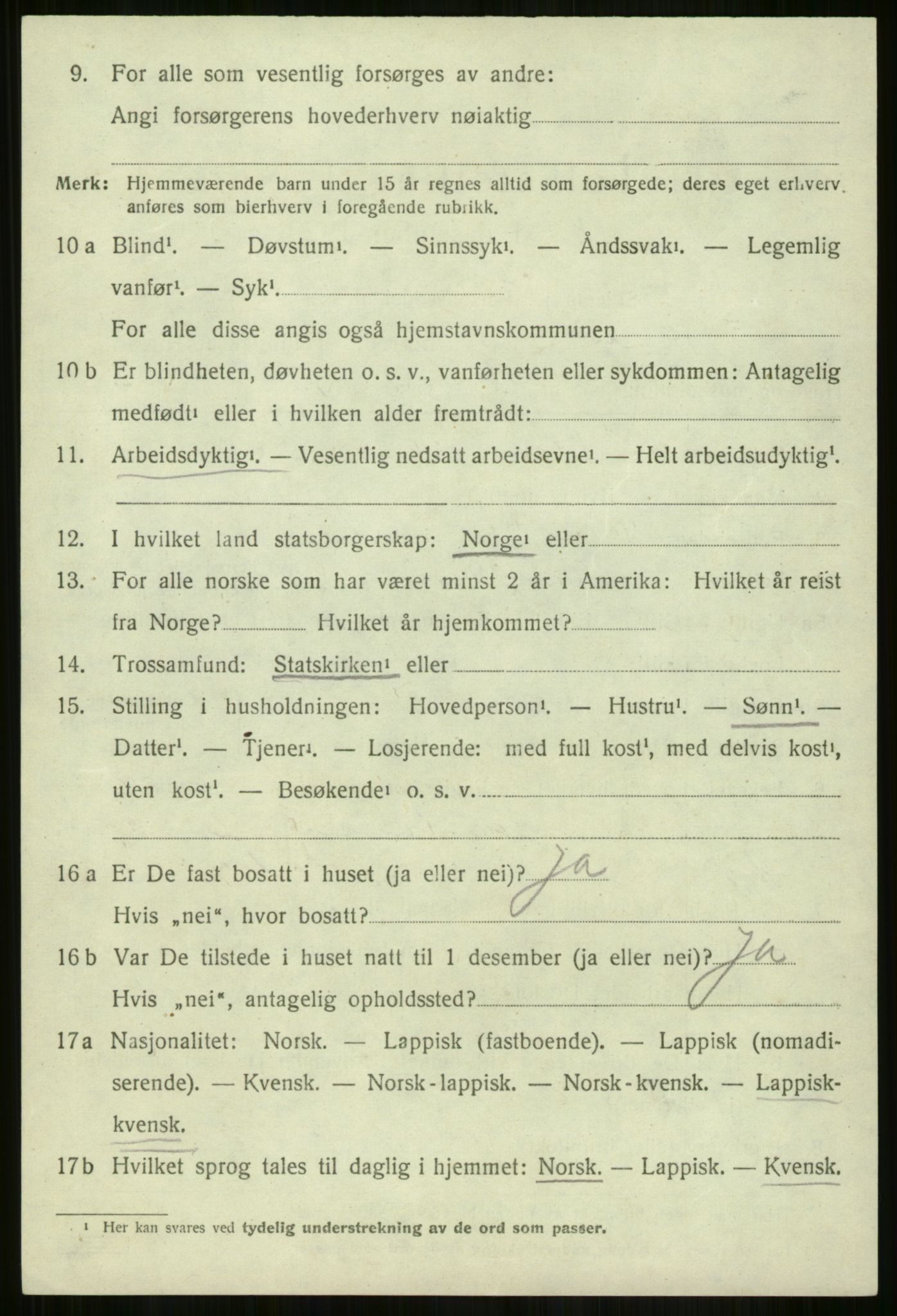 SATØ, 1920 census for Lyngen, 1920, p. 7564