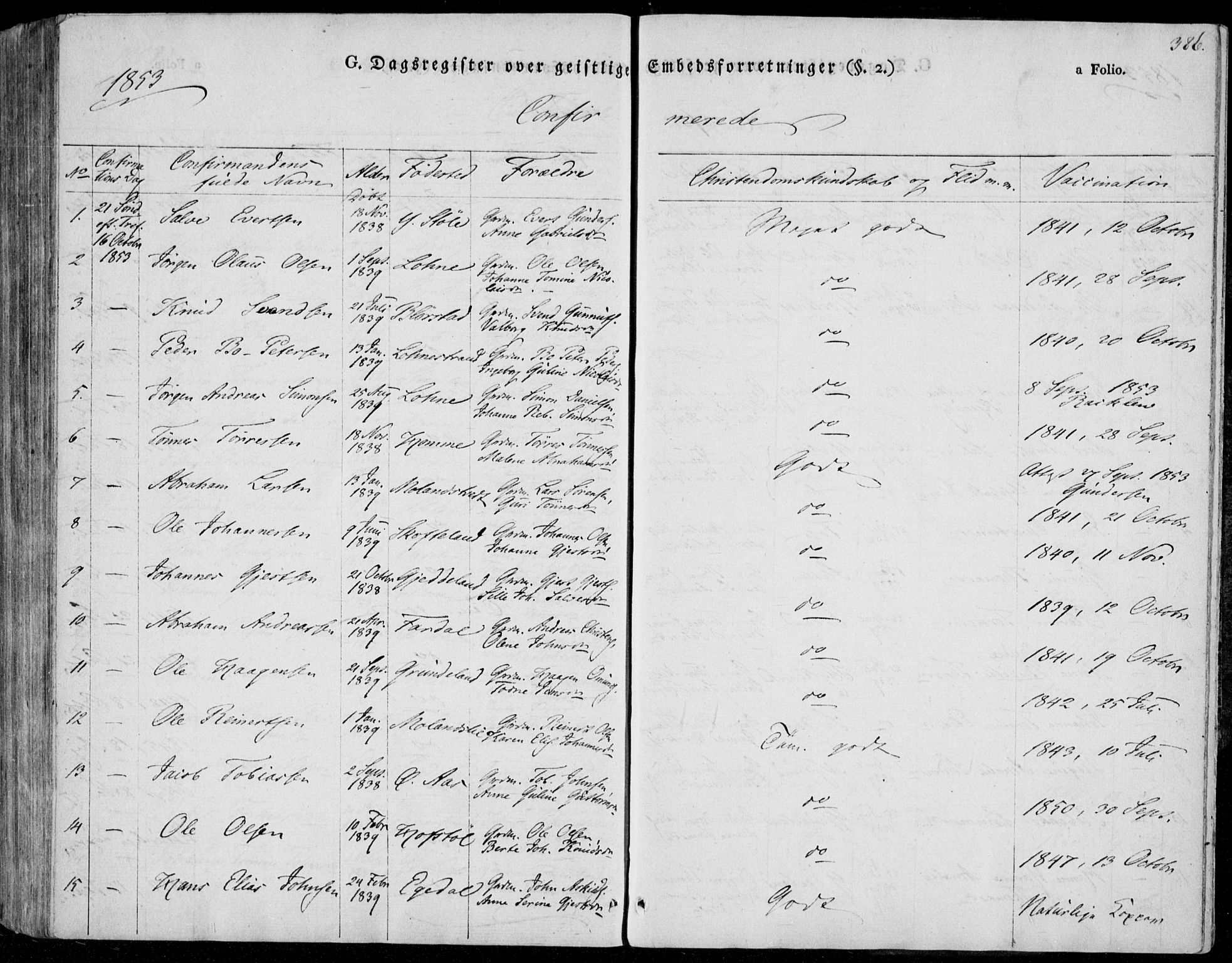 Sør-Audnedal sokneprestkontor, AV/SAK-1111-0039/F/Fa/Fab/L0006: Parish register (official) no. A 6, 1829-1855, p. 386