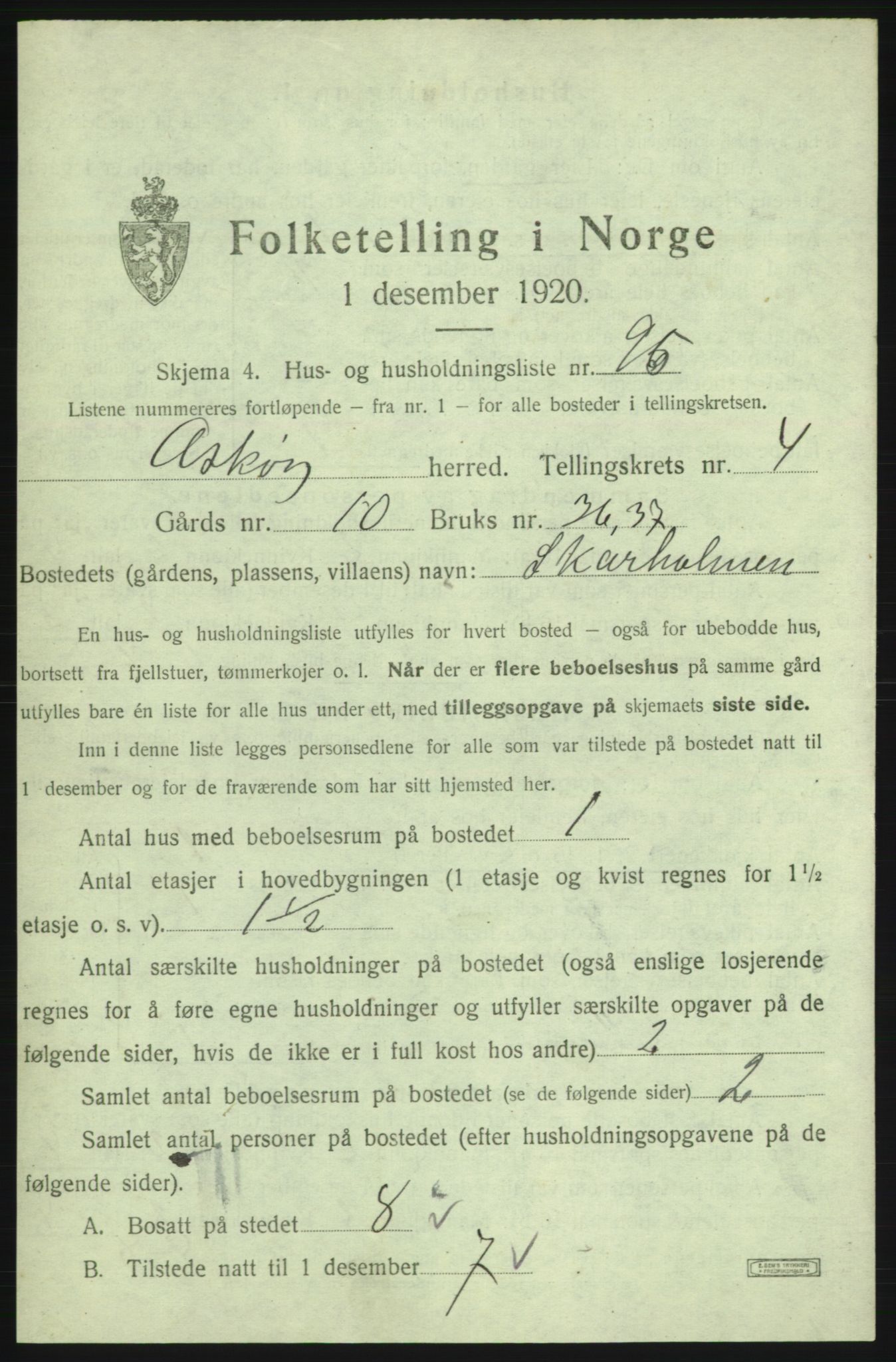 SAB, 1920 census for Askøy, 1920, p. 2059