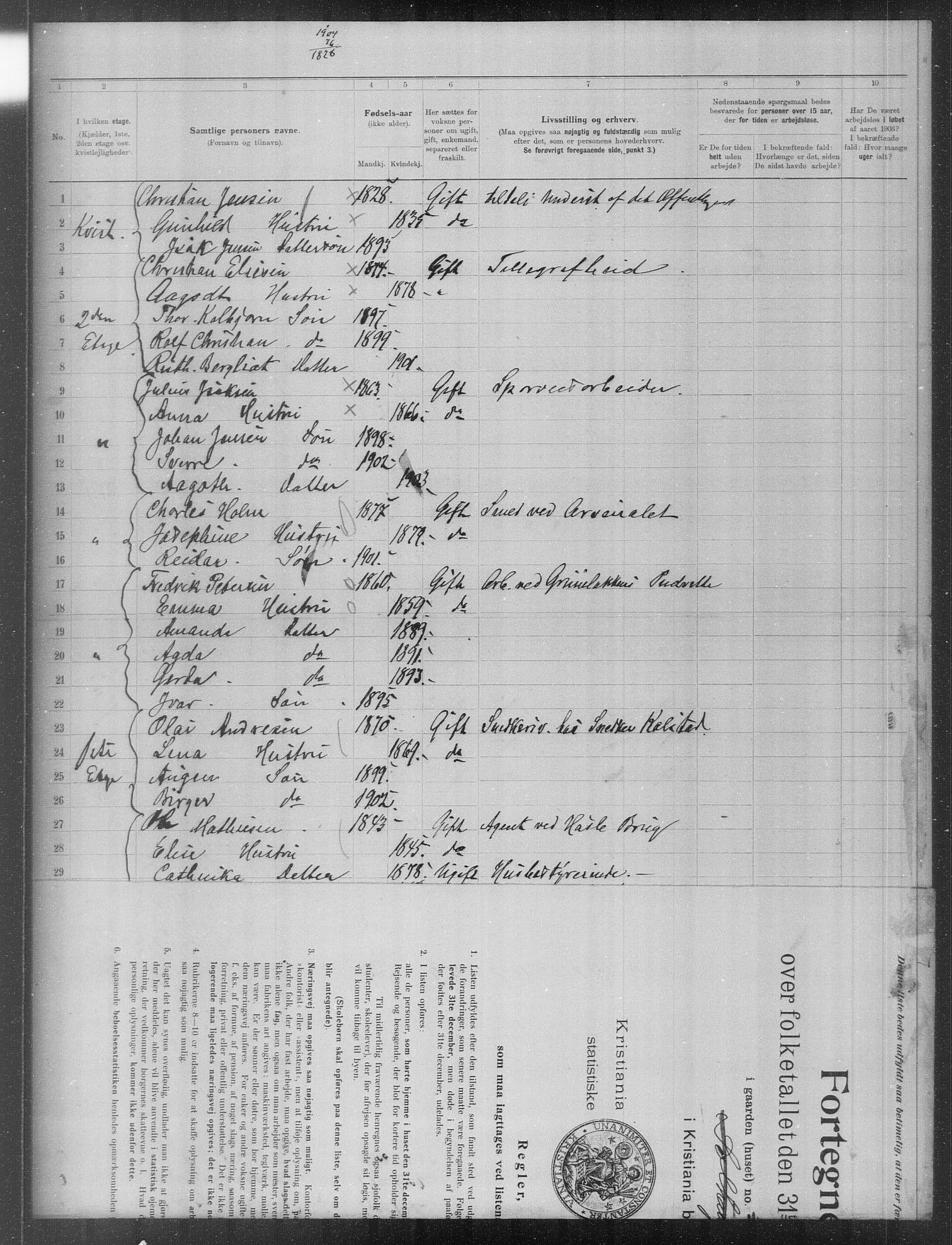 OBA, Municipal Census 1903 for Kristiania, 1903, p. 19014