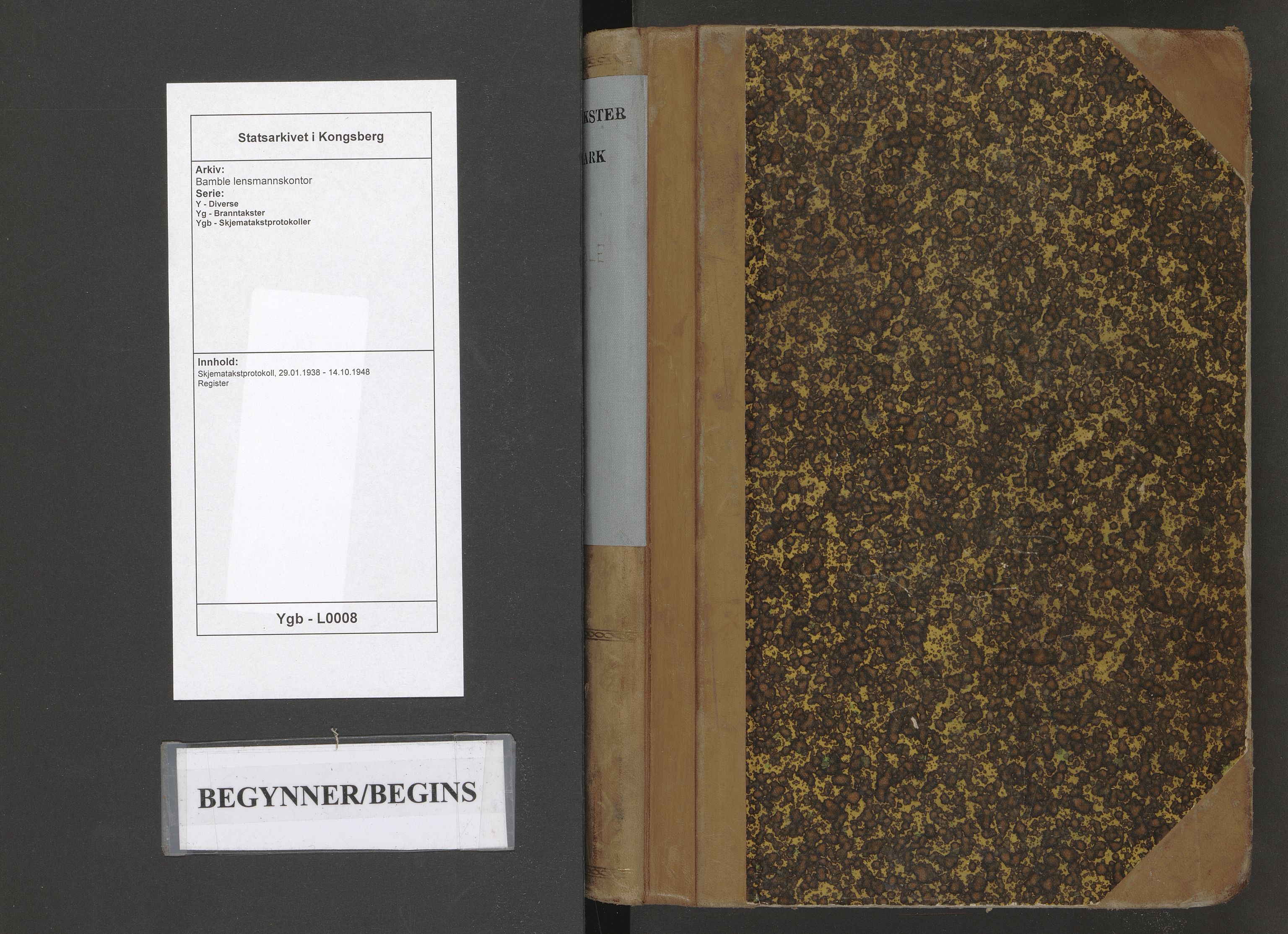 Bamble lensmannskontor, AV/SAKO-A-552/Y/Yg/Ygb/L0008: Skjematakstprotokoll, 1938-1948