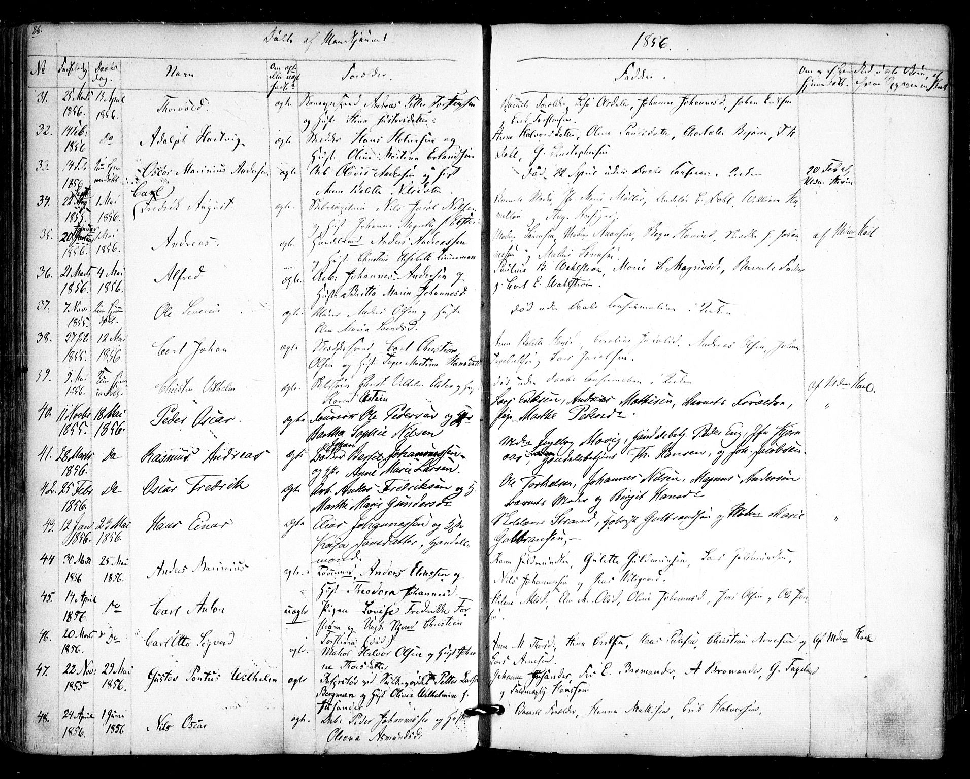 Halden prestekontor Kirkebøker, AV/SAO-A-10909/F/Fa/L0006: Parish register (official) no. I 6, 1845-1856, p. 86