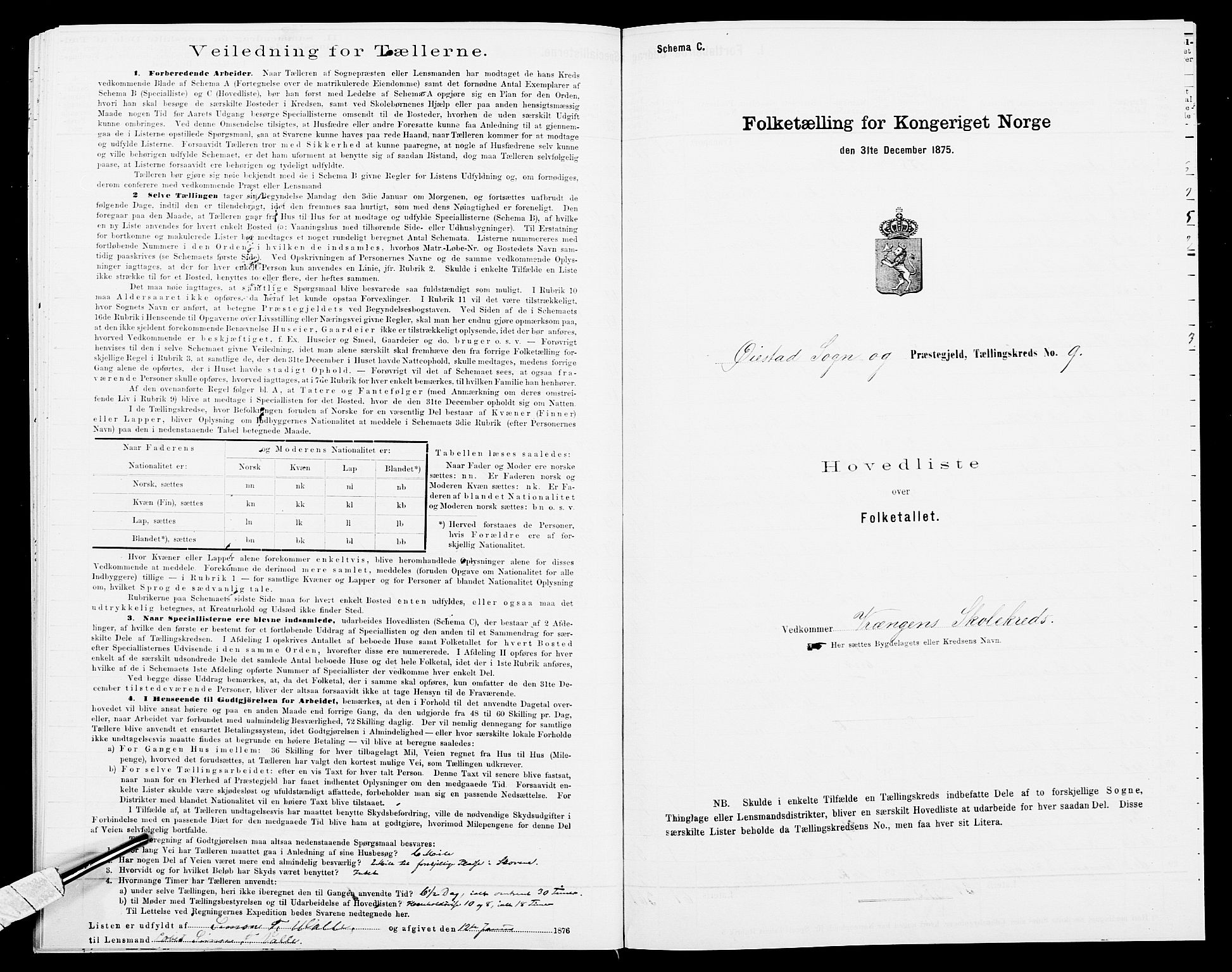 SAK, 1875 census for 0920P Øyestad, 1875, p. 48
