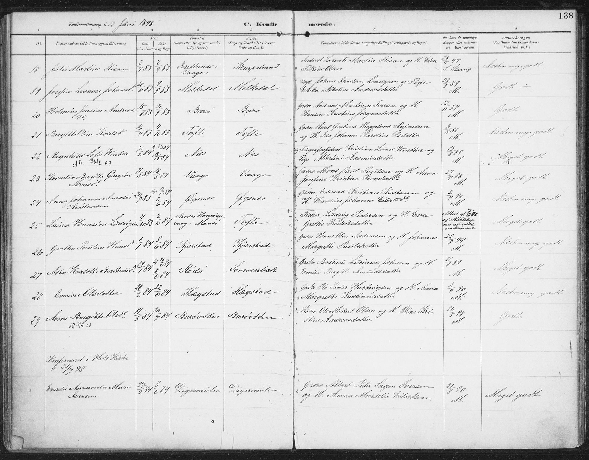 Ministerialprotokoller, klokkerbøker og fødselsregistre - Nordland, AV/SAT-A-1459/872/L1036: Parish register (official) no. 872A11, 1897-1913, p. 138