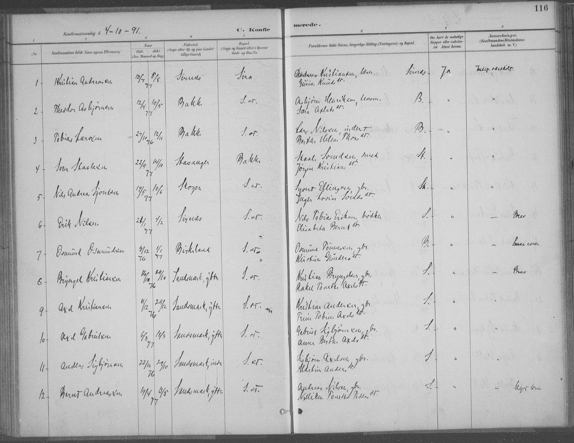 Bakke sokneprestkontor, SAK/1111-0002/F/Fa/Faa/L0008: Parish register (official) no. A 8, 1887-1911, p. 116
