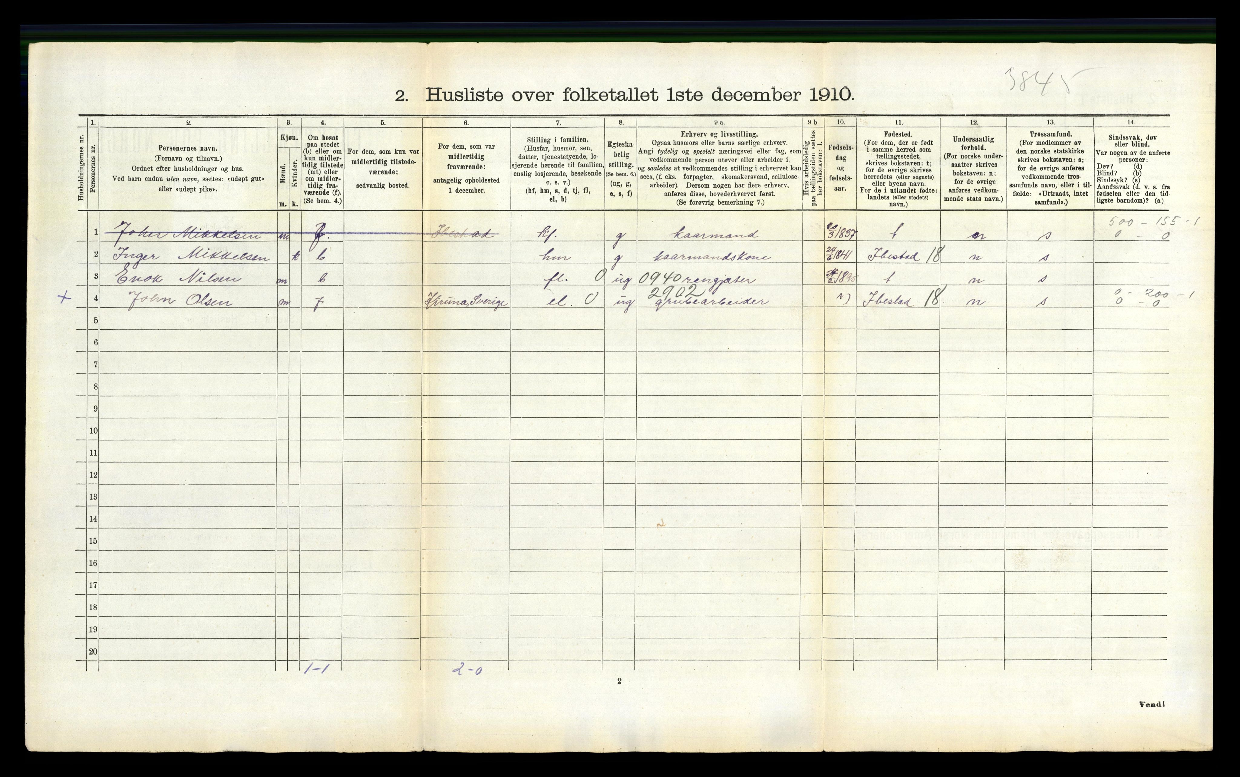 RA, 1910 census for Ankenes, 1910, p. 978