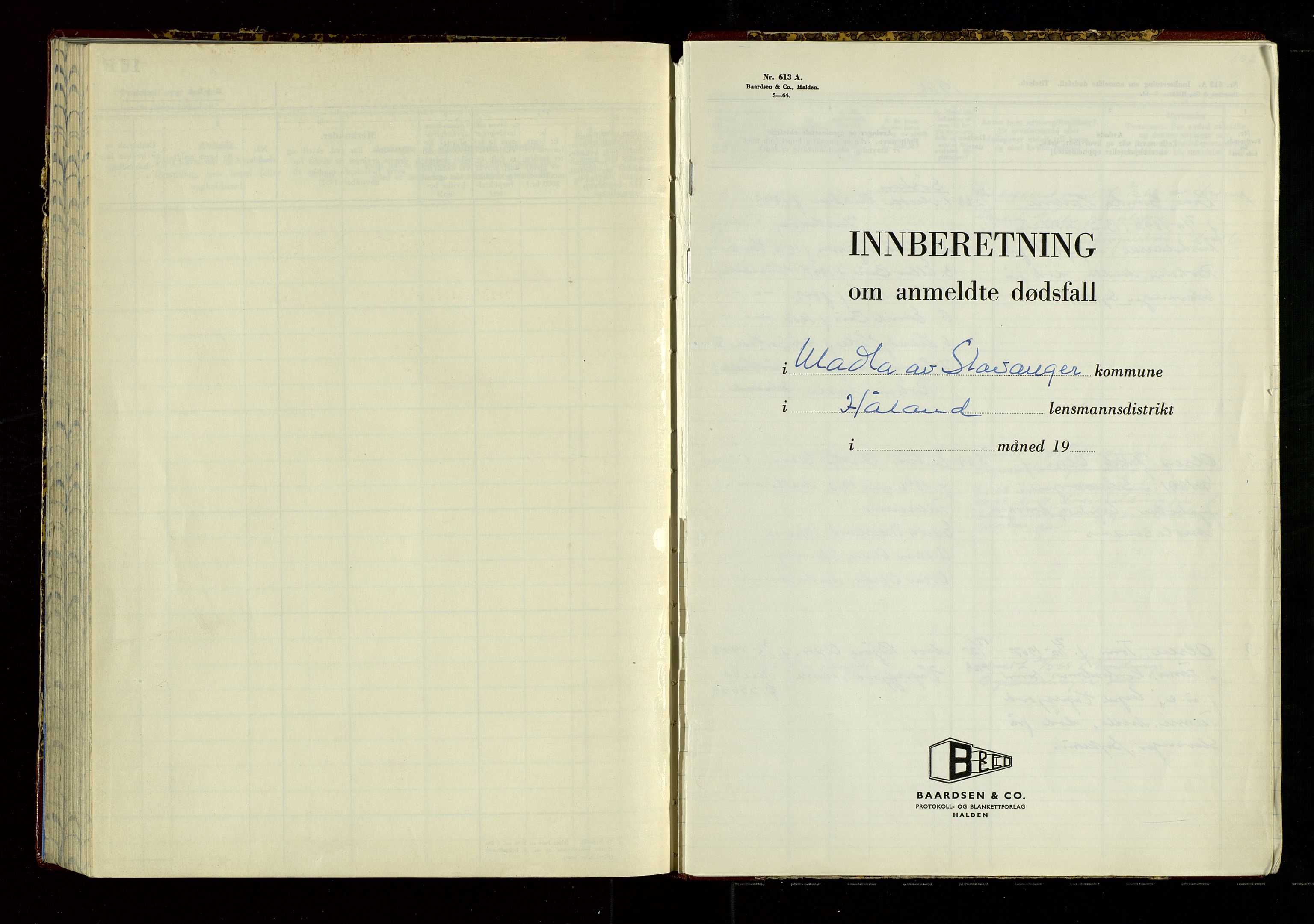 Håland lensmannskontor, SAST/A-100100/Gga/L0008: "Protokoll over meldte dødsfall i Håland fra 1.1.1965-31.12.1968", 1965-1968