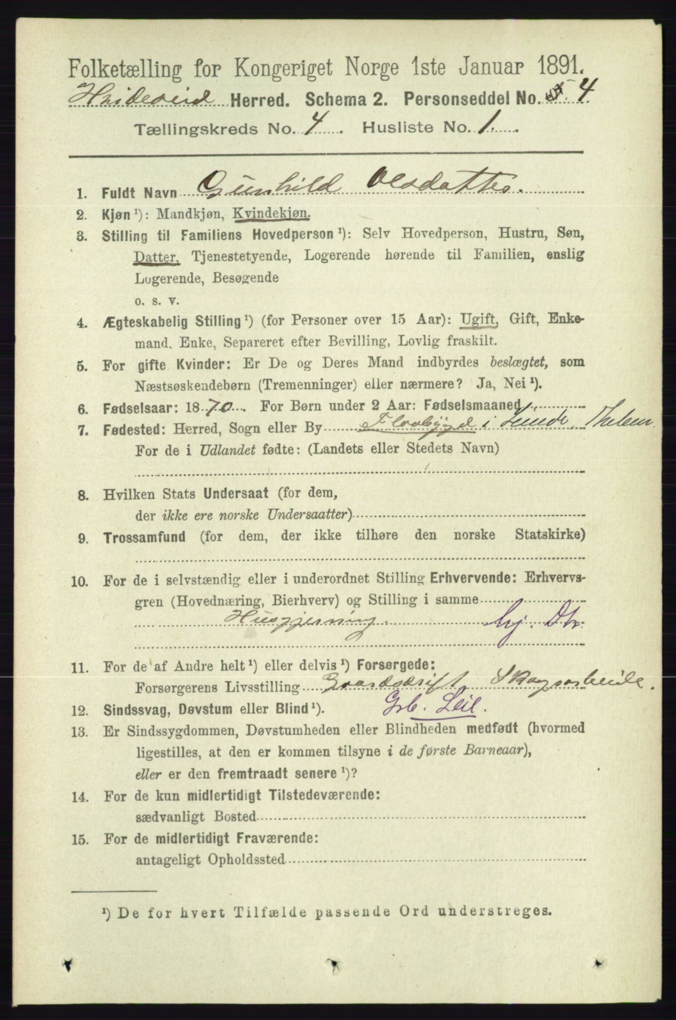 RA, 1891 census for 0829 Kviteseid, 1891, p. 730