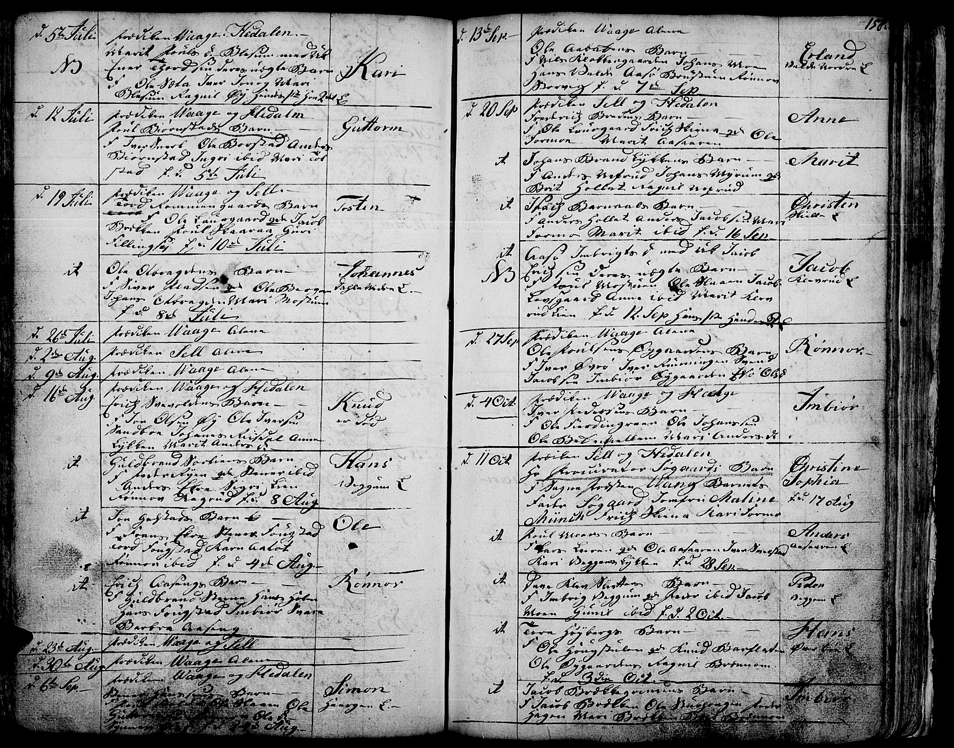 Vågå prestekontor, SAH/PREST-076/H/Ha/Haa/L0001: Parish register (official) no. 1, 1739-1810, p. 158